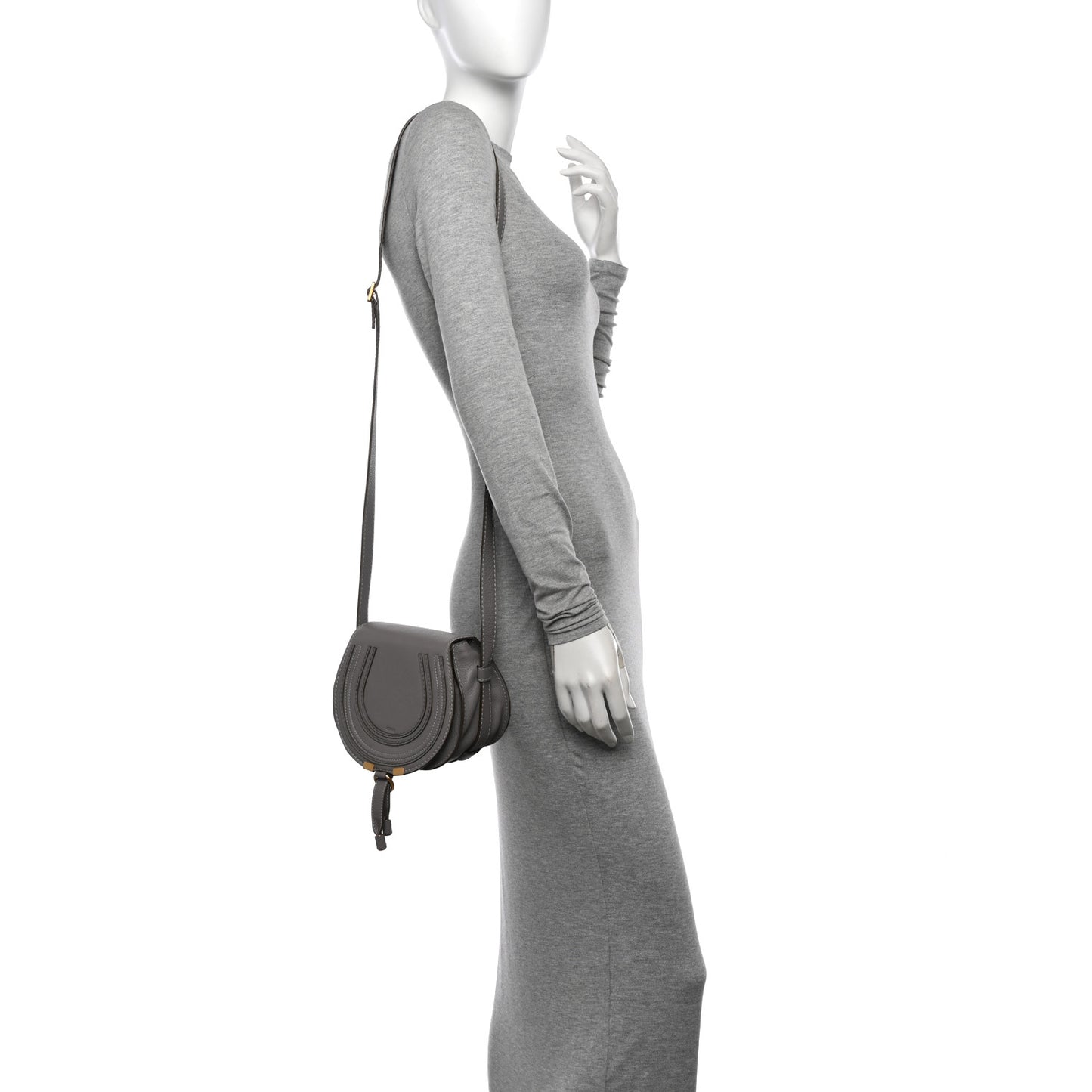 Calfskin Mini Marcie Round Crossbody Bag Cashmere Grey