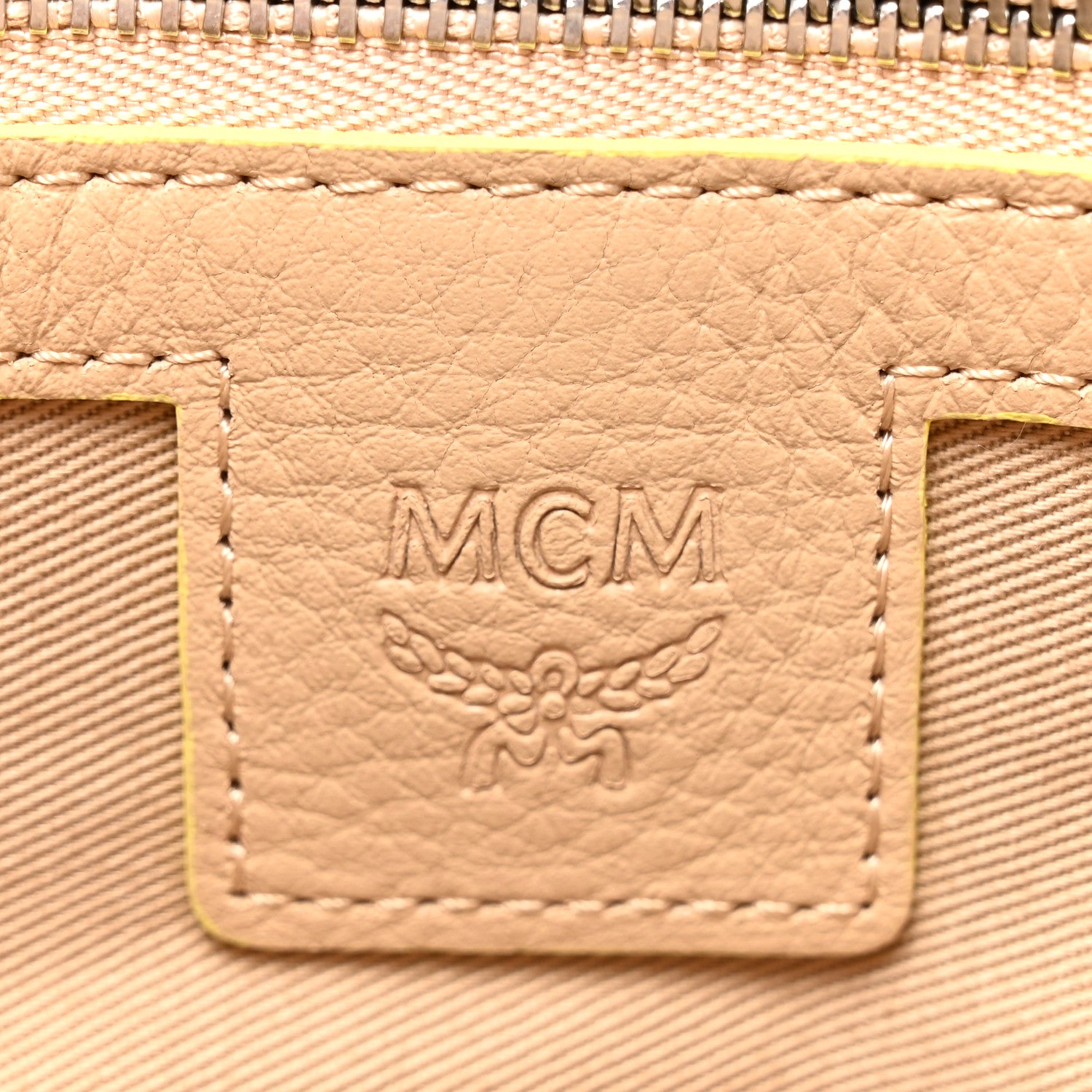 MCM Calfskin Ottomar Monogram Aren Crossbody Pouch Beige Croissant 7 of 11
