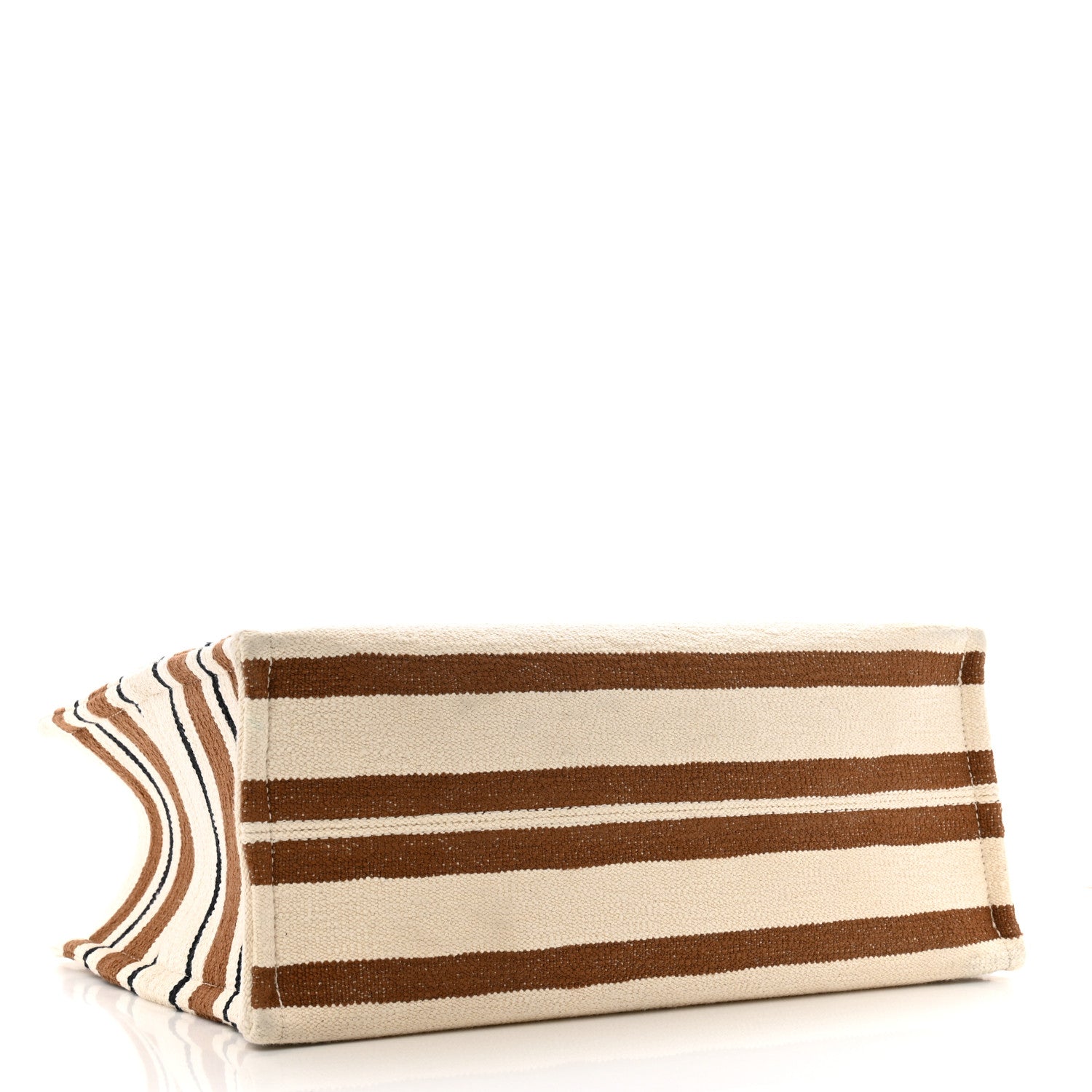 Celine Jacquard Striped Large Cabas Thais White Brown 4 of 11