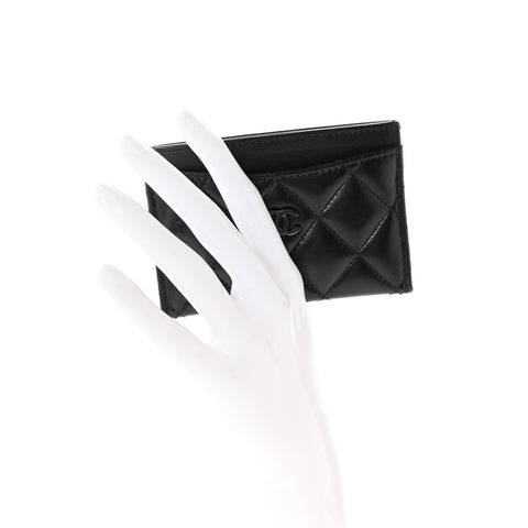 Lambskin Quilted Card Holder So Black