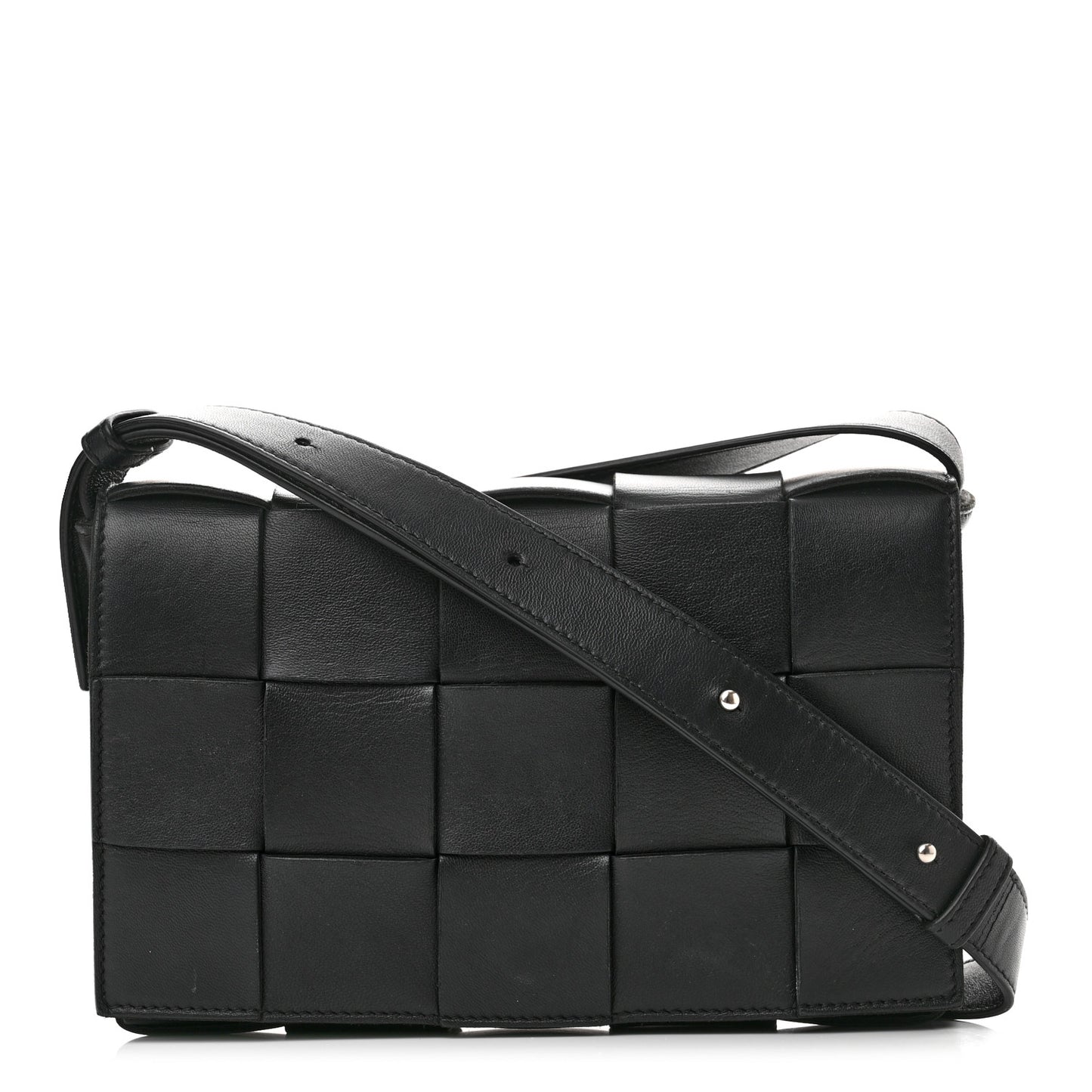 Lambskin Maxi Intrecciato Cassette Crossbody Bag Black