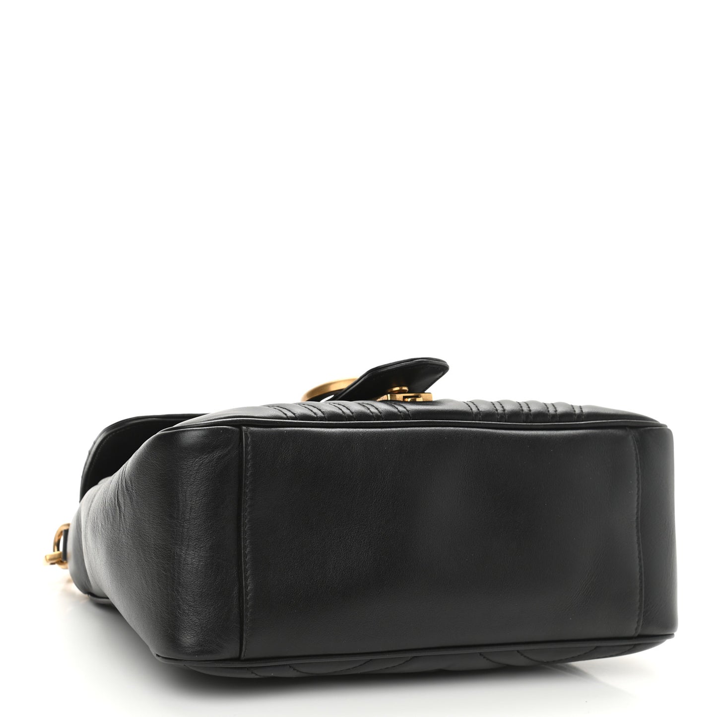 Calfskin Matelasse Small GG Marmont Top Handle Shoulder Bag Black