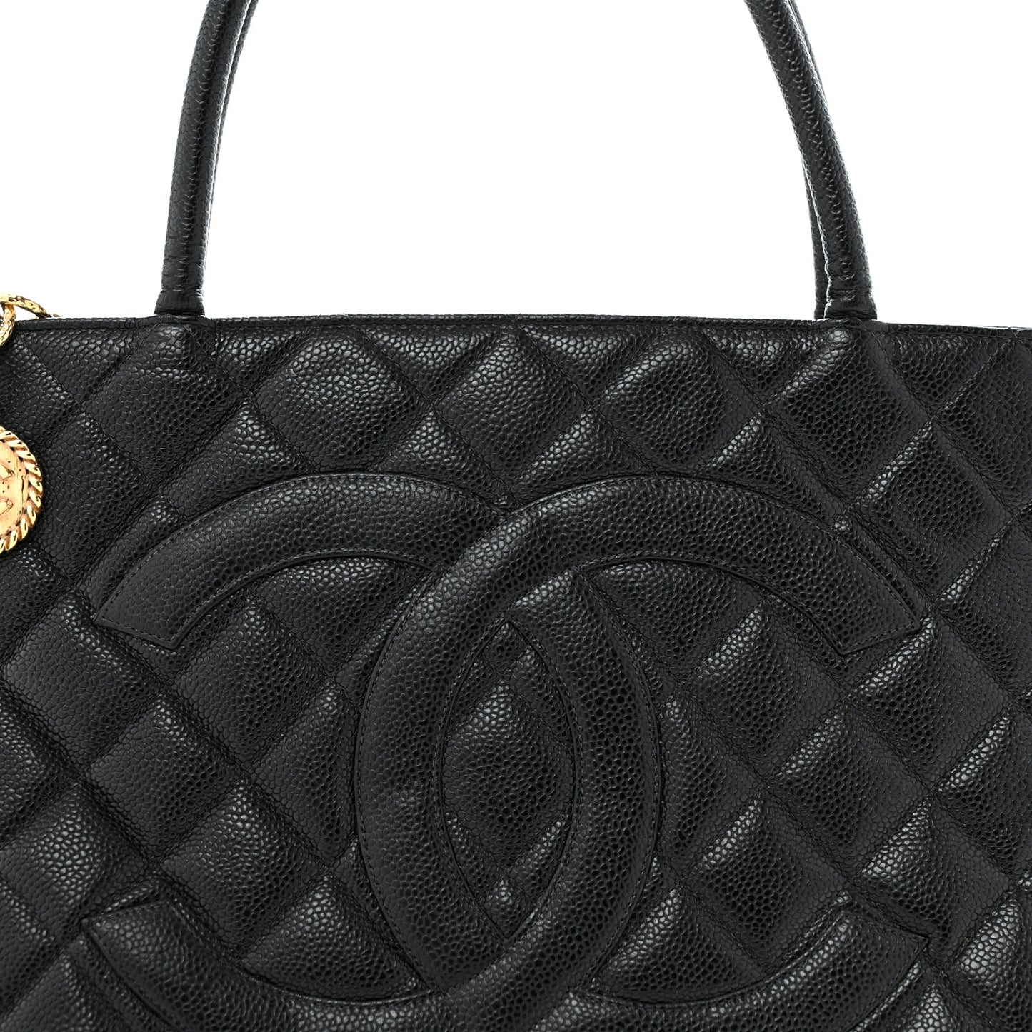 Caviar Quilted Medallion Tote Black