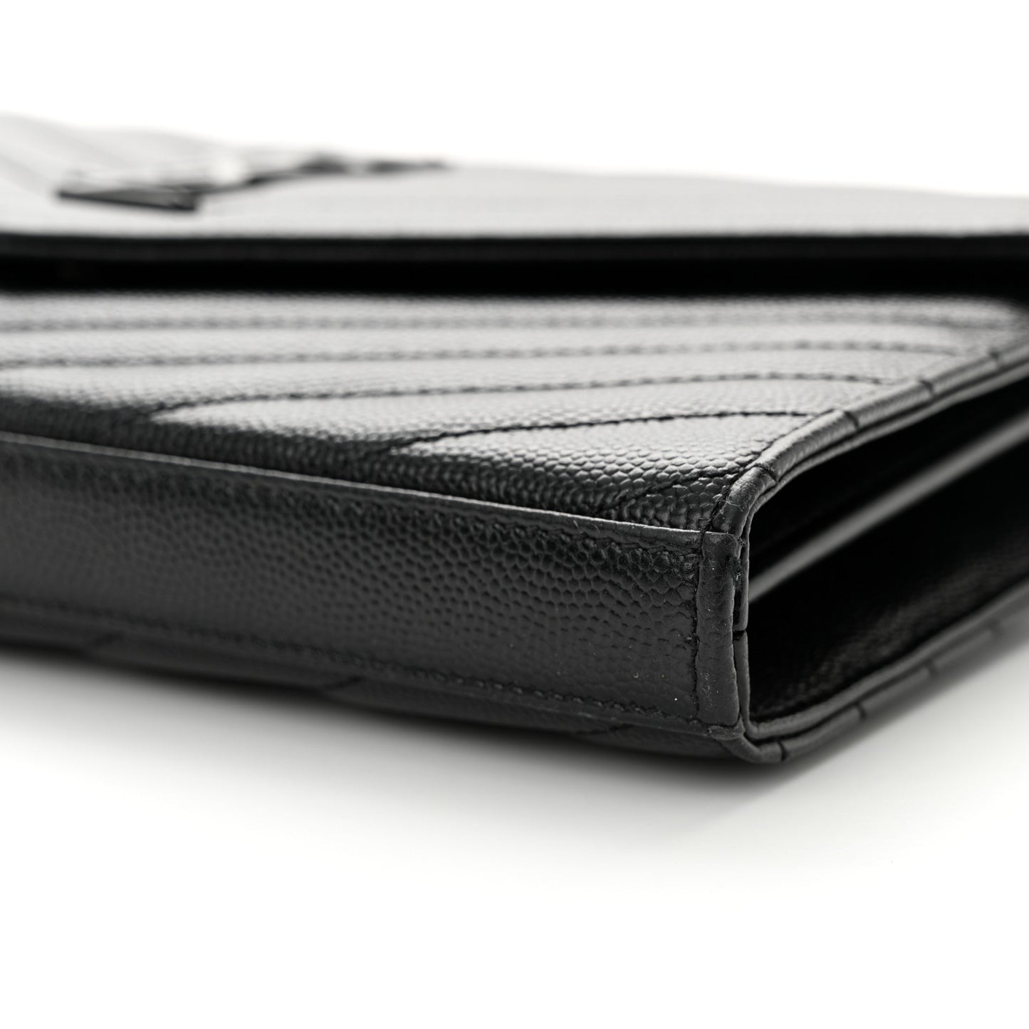 Grain De Poudre Matelasse Chevron Monogram Monochrome Chain Wallet Black