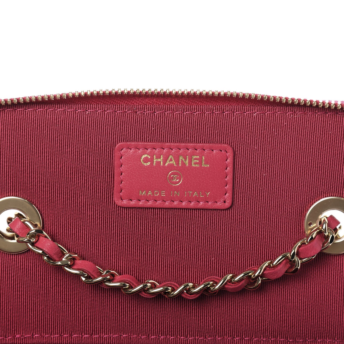 Lambskin Quilted Trendy Small Vanity Case With Chain Dark Pink