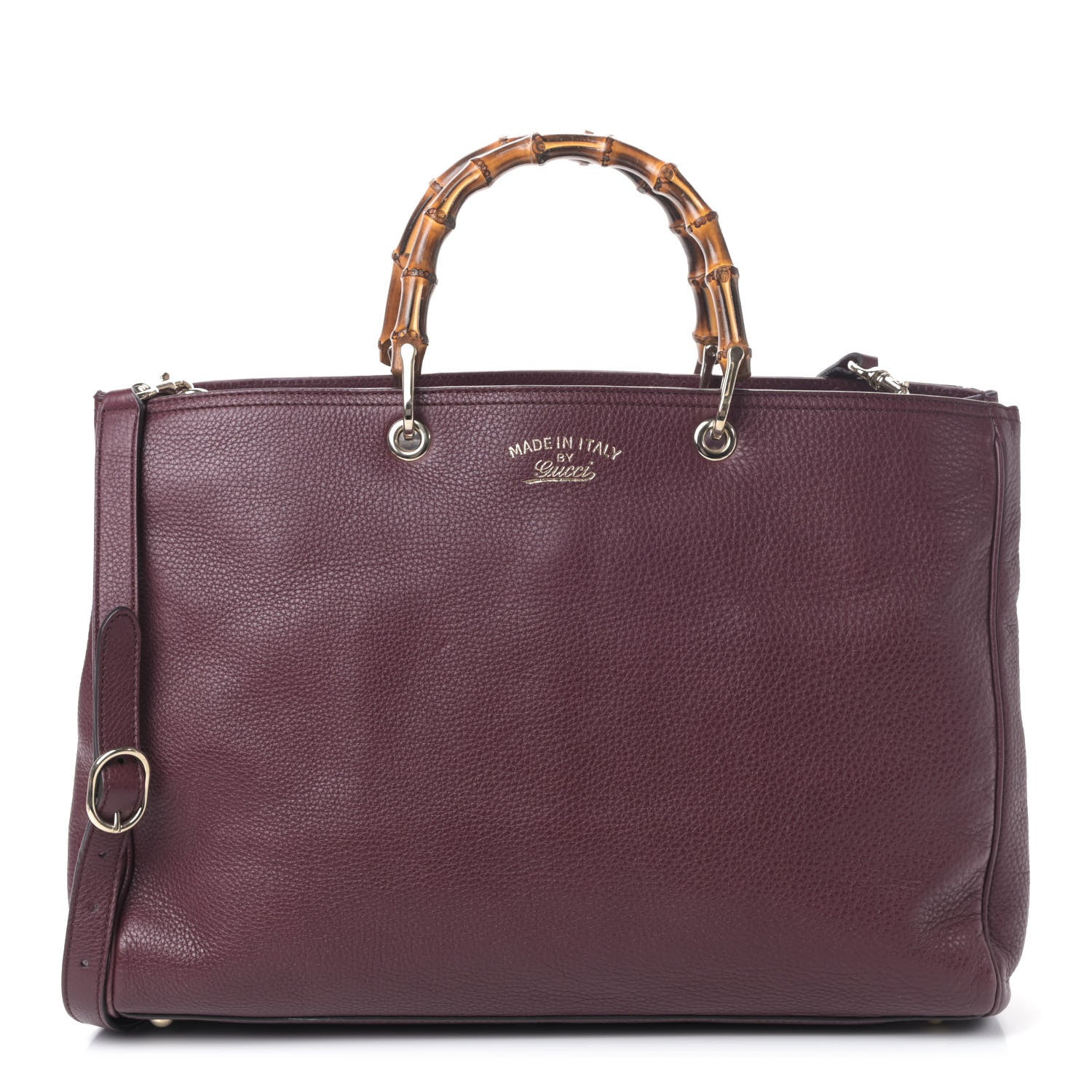 Gucci Calfskin Large Bamboo Shopper Tote Burgundy 802412