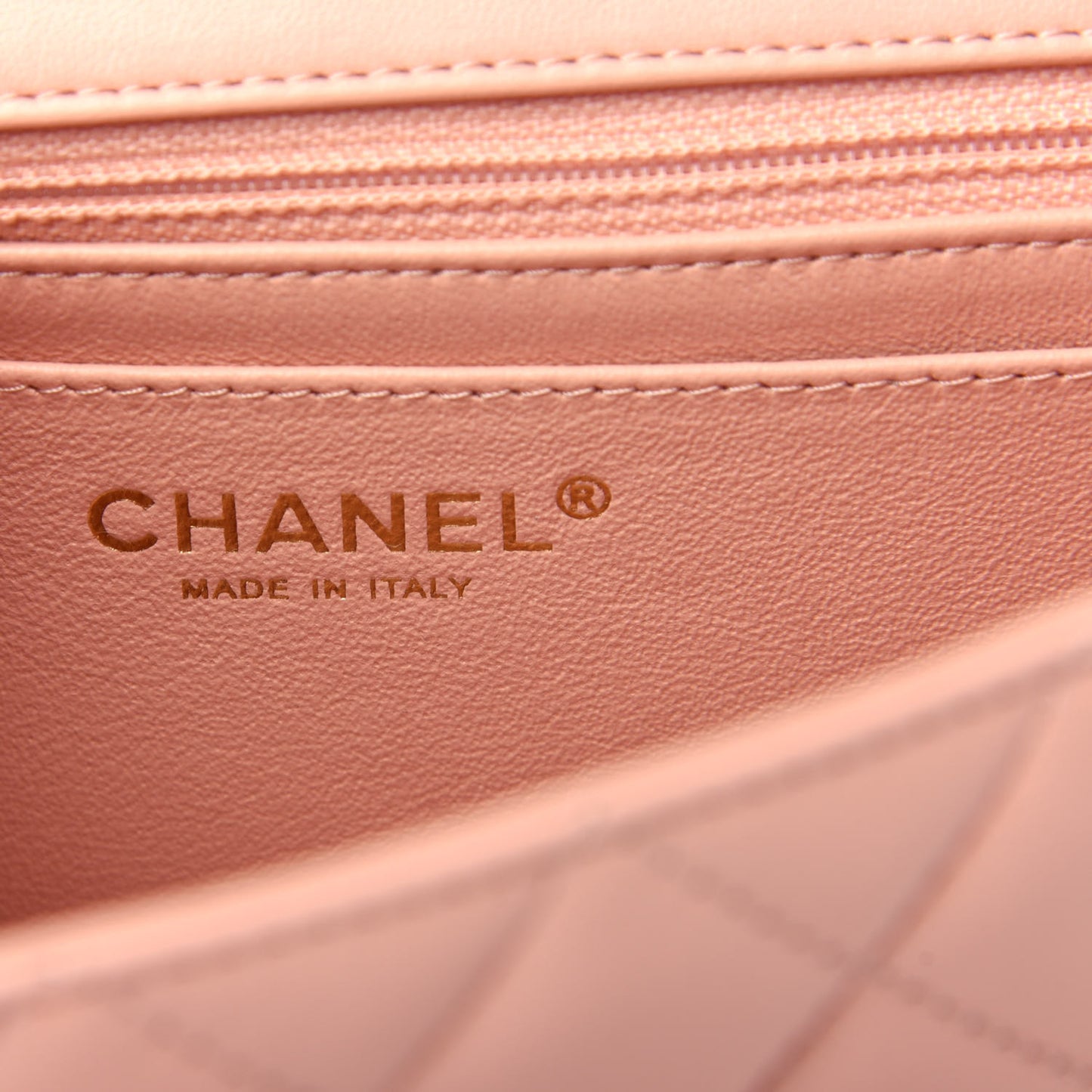 Lambskin Quilted Mini Rectangular Flap Light Pink