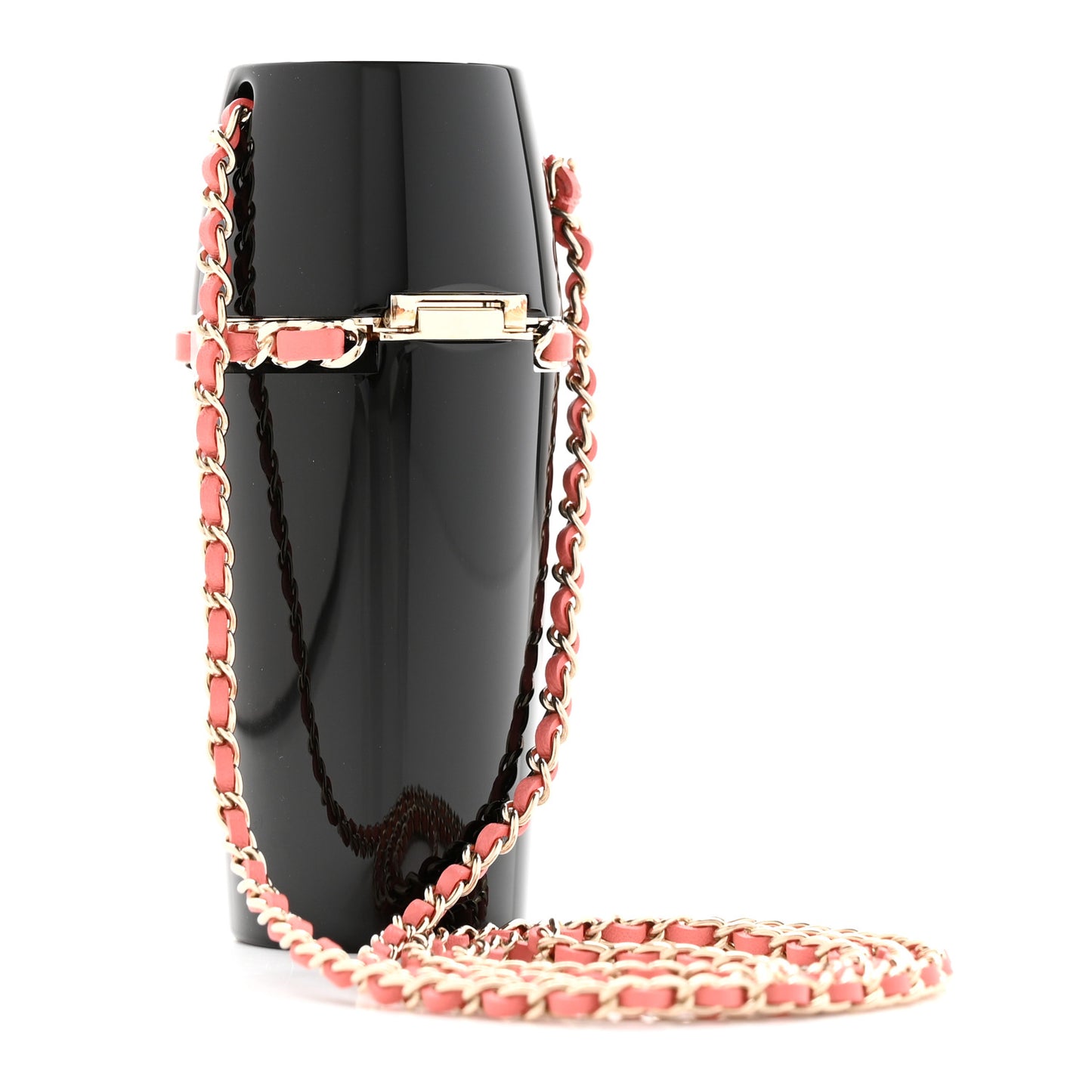 Lucite Lipstick Case On Chain Black Pink