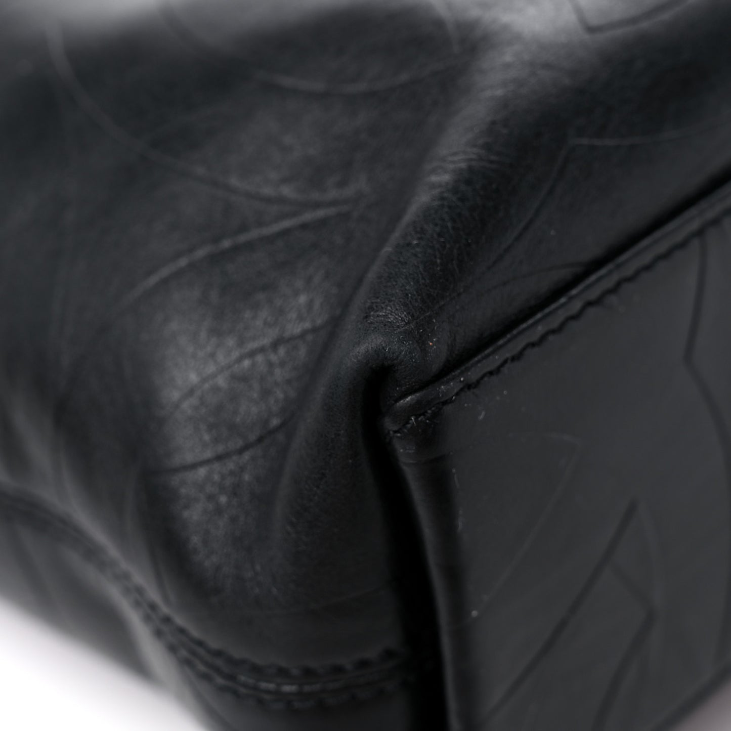Calfskin Embossed CC Shoulder Bag Black