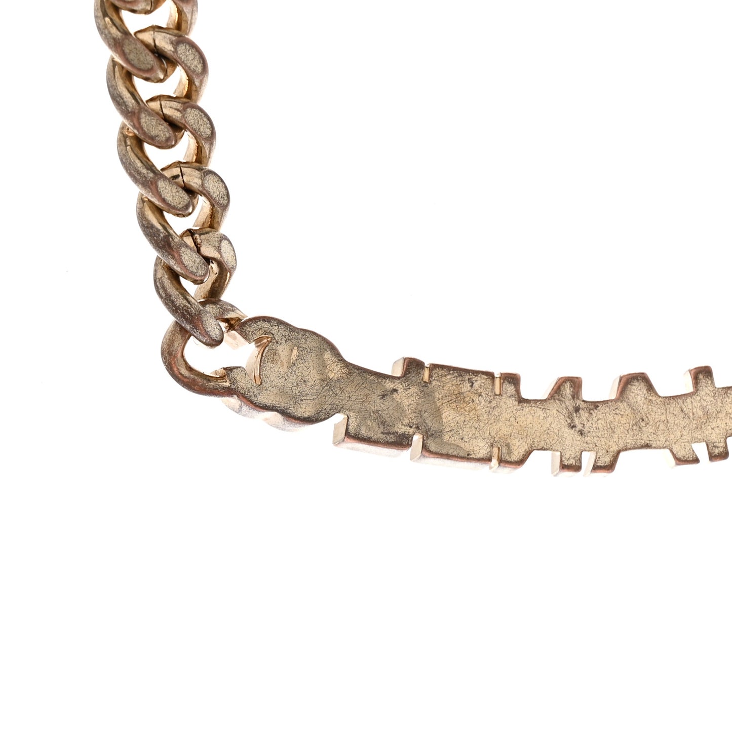 Metal Enamel Chain CC Choker Gold White