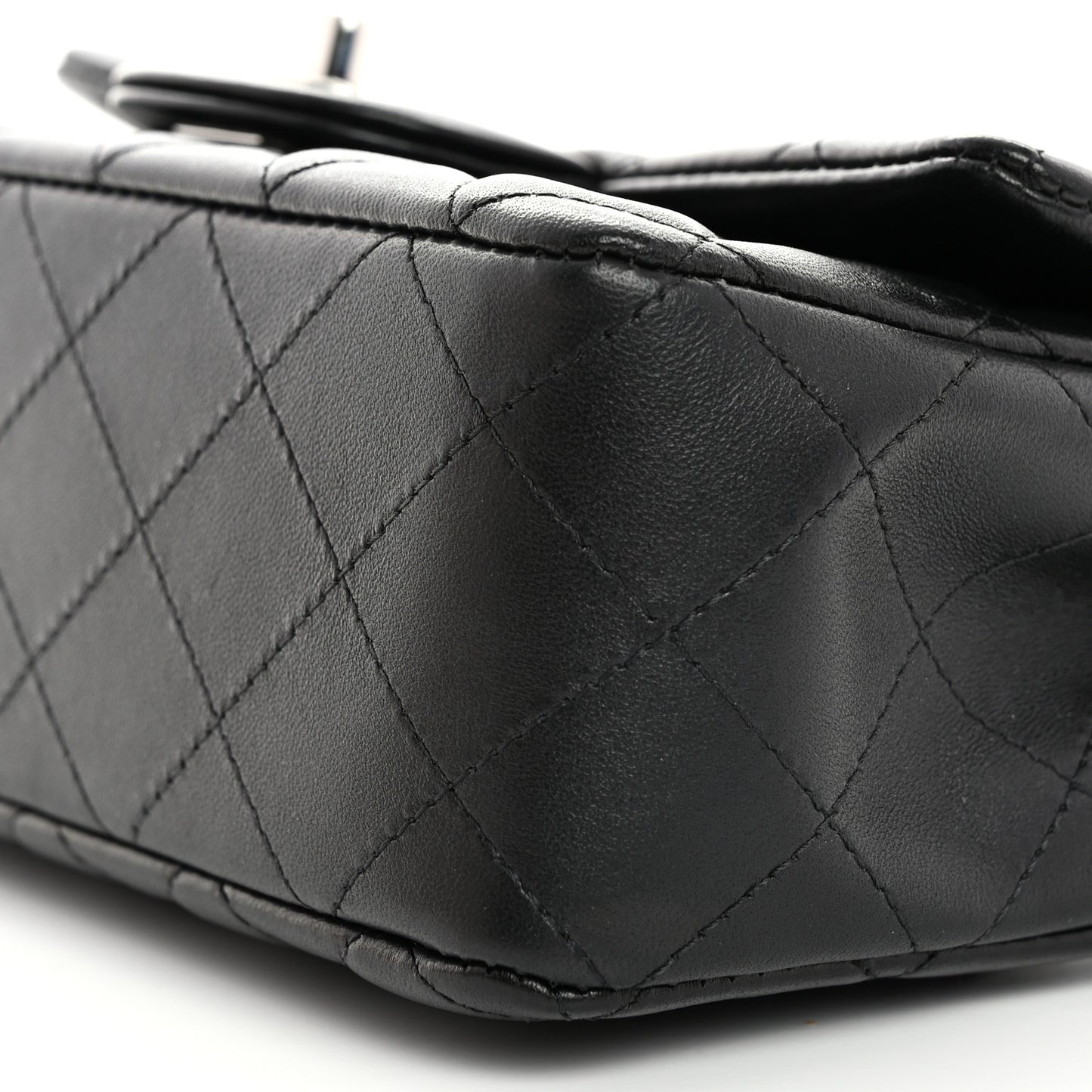 Lambskin Quilted Mini Rectangular Flap Black