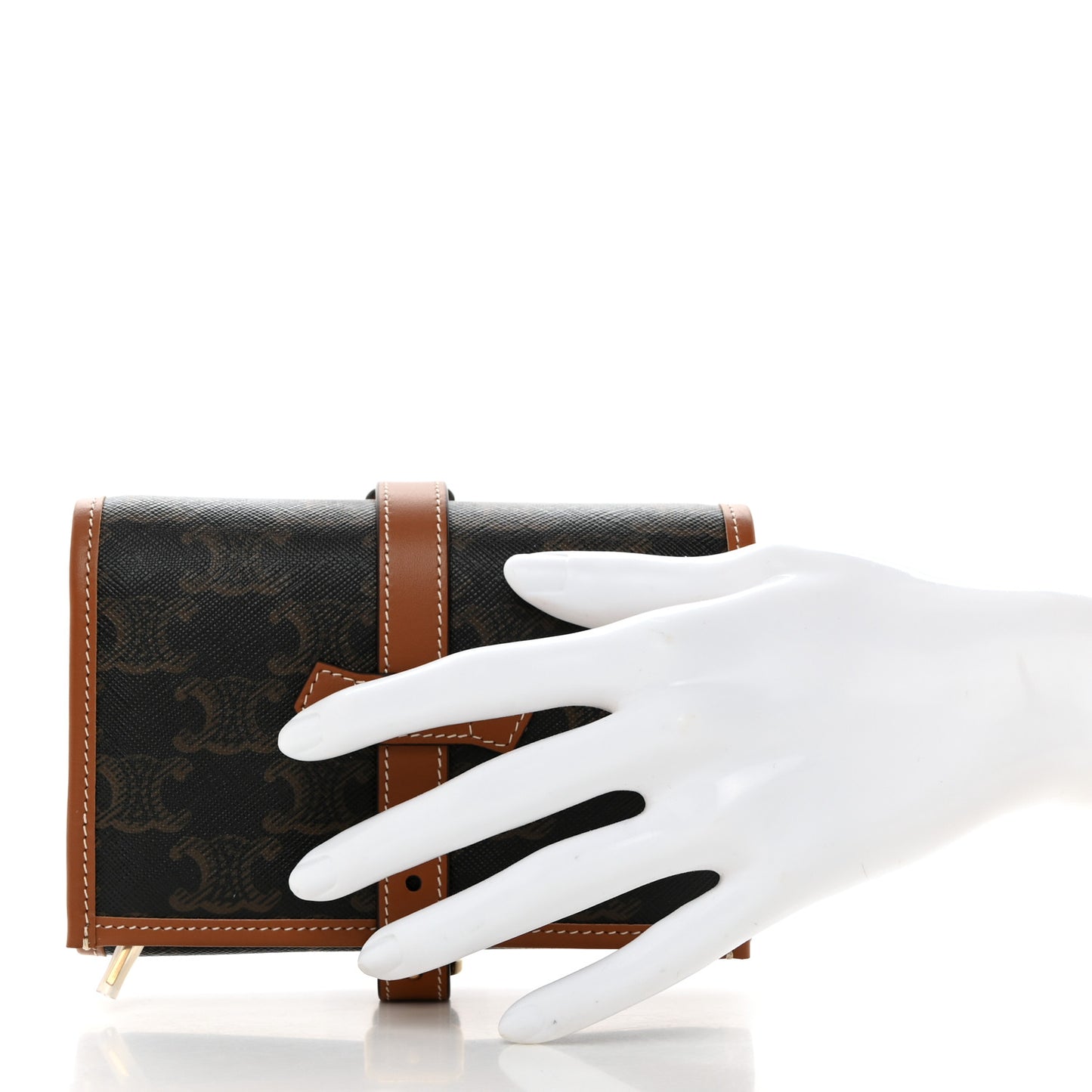 Triomphe Canvas Calfskin Jewelry Pouch Tan