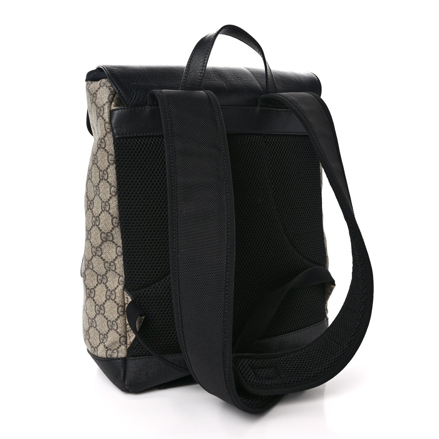 Gucci GG Supreme Monogram Single Buckle Backpack Beige Black 3 of 11