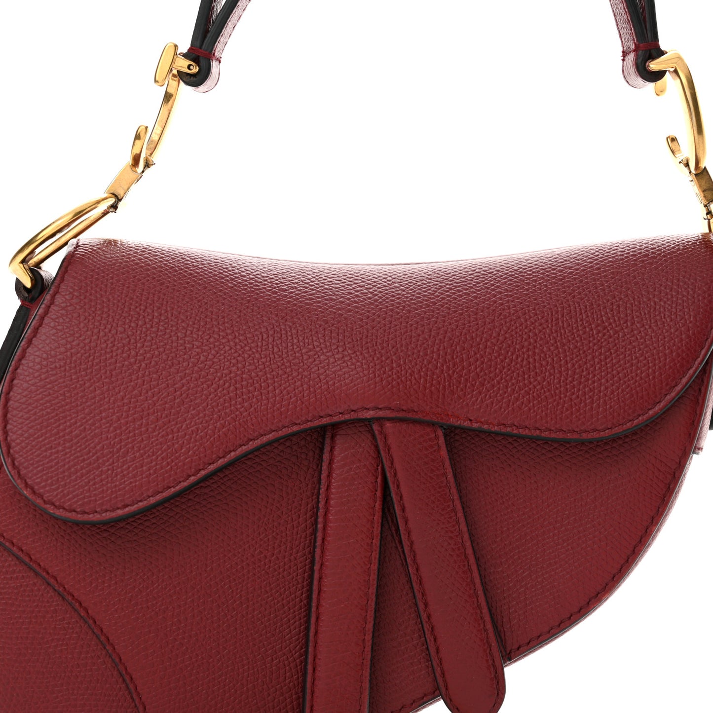 Grained Calfskin Mini Saddle Bag Red