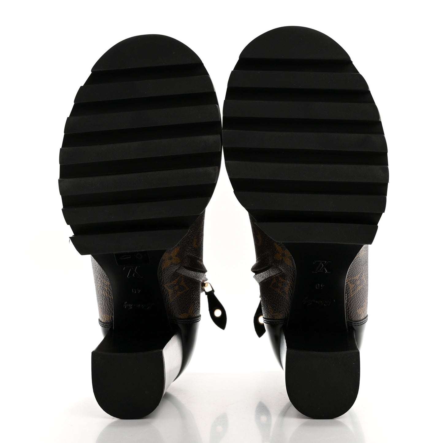 Patent Calfskin Monogram Star Trail Ankle Boots 40 Black