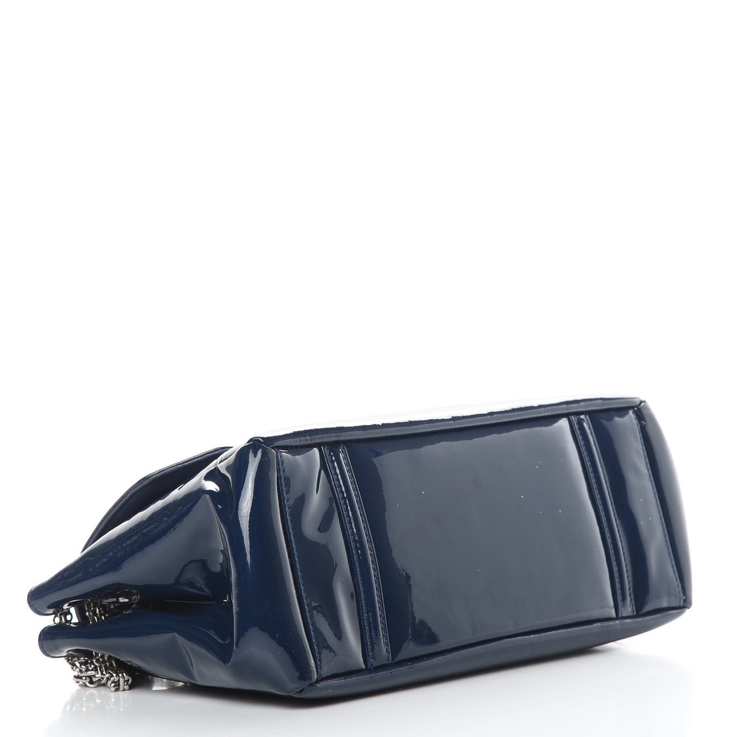 Patent Calfskin Mademoiselle Lock Bijoux Chain Flap Blue