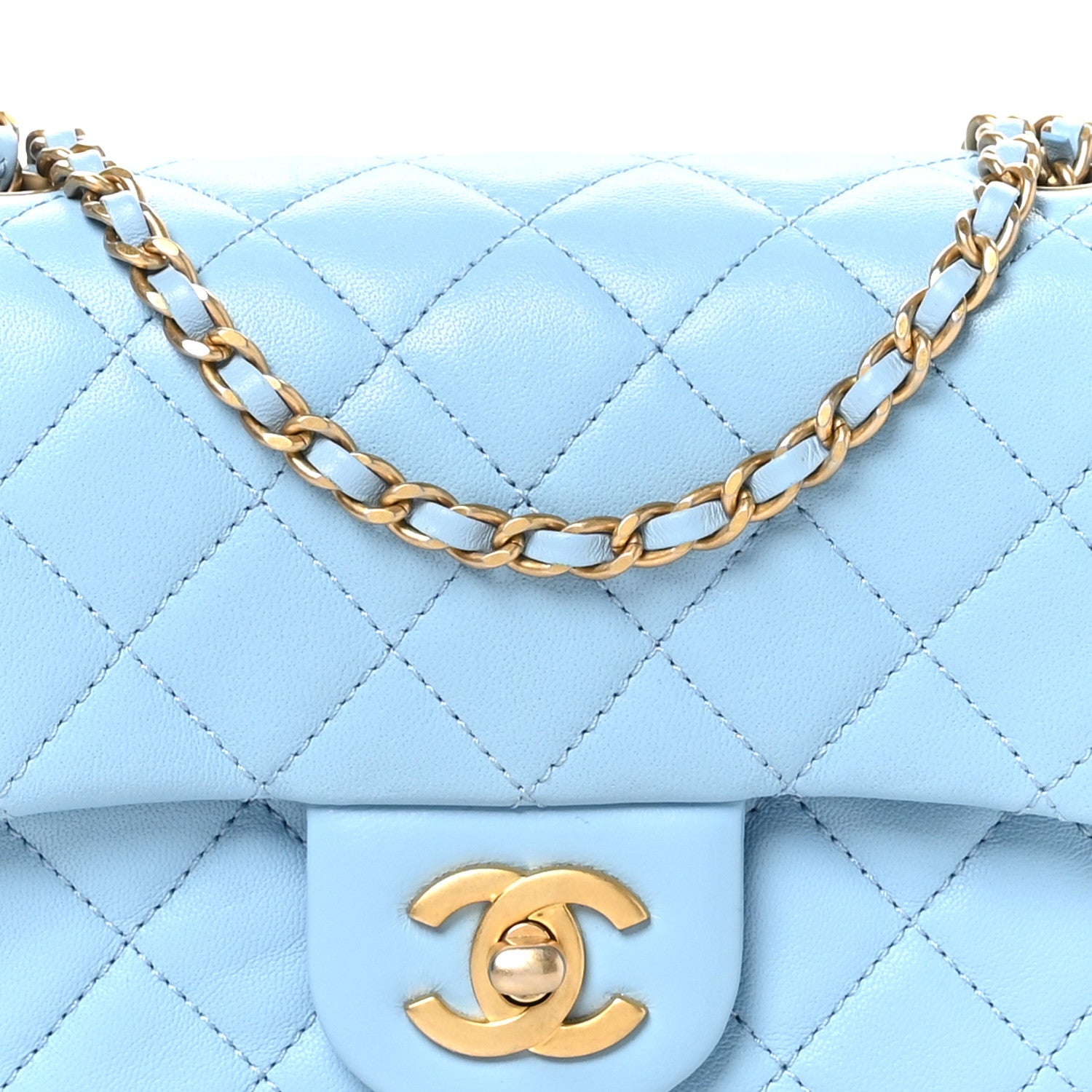 Chanel Lambskin Quilted Mini Pearl Crush Flap Light Blue 8 of 10