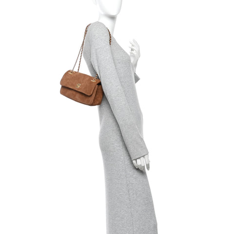 Suede Calfskin Quilted Small Eyes On You Flap Camel