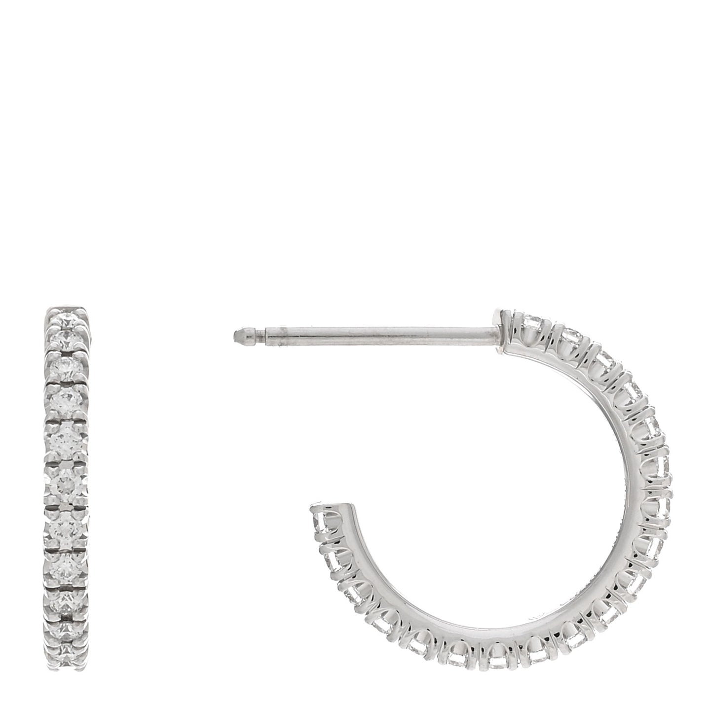 18K White Gold Diamond Small Etincelle De Cartier Hoop Earrings