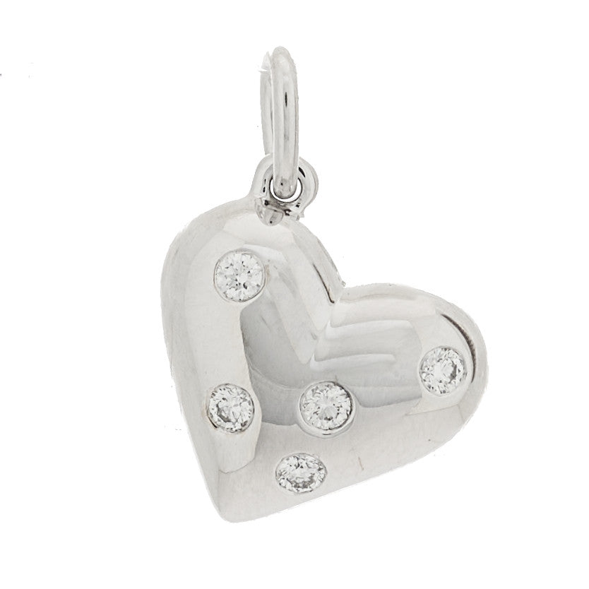 Tiffany 18K White Gold Platinum Diamond Etoile Heart Charm 1 of 5