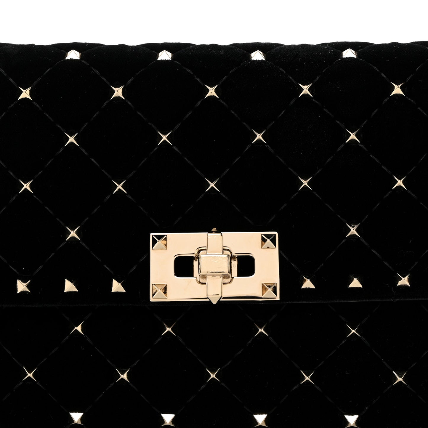Velvet Rockstud Spike Wallet on Chain Black