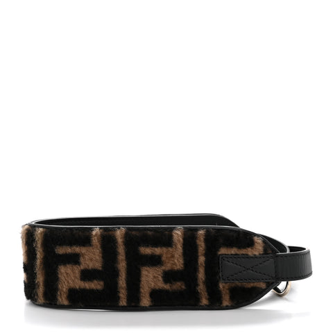 Shearling Calfskin FF Strap Black Tobacco