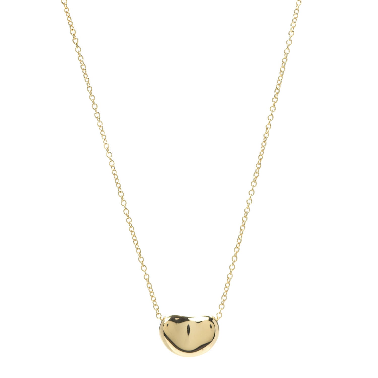 Tiffany 18K Yellow Gold 12mm Elsa Peretti Bean Pendant Necklace