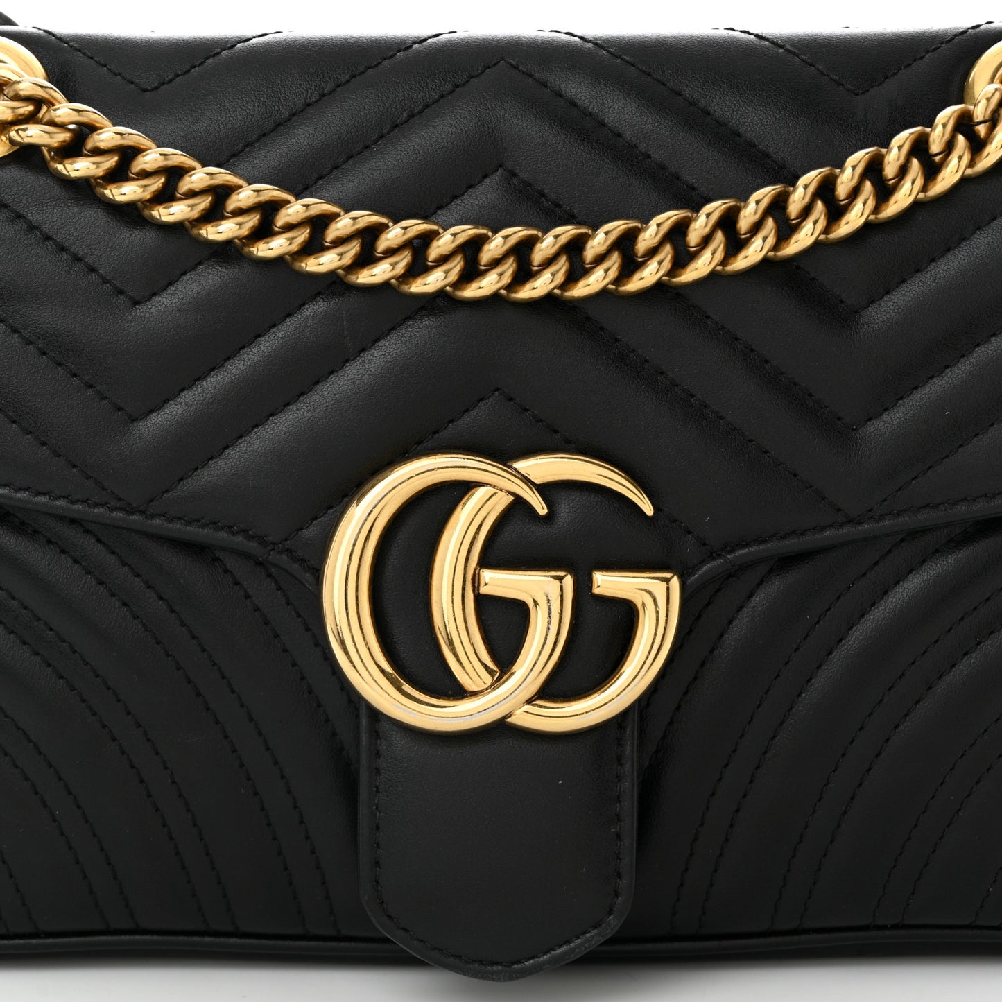 Calfskin Matelasse Small GG Marmont Shoulder Bag Black