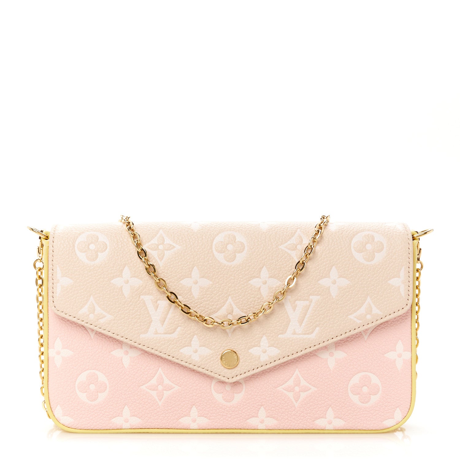 Louis Vuitton Empreinte Spring in the City Felicie Pochette Chain Wallet Pink Beige Yellow 1 of 14