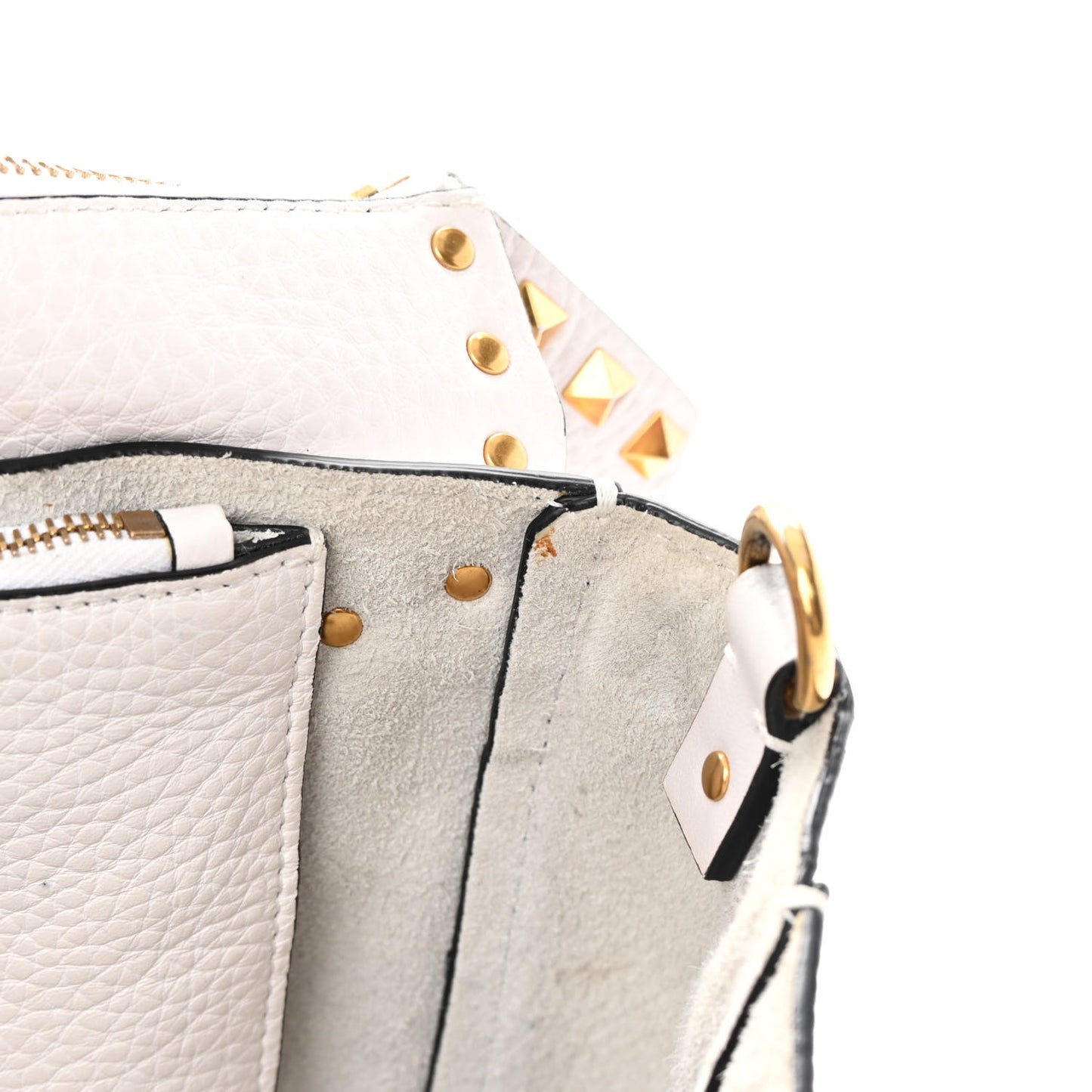 Pebbled Calfskin Medium Rockstud Hype Shoulder Bag White