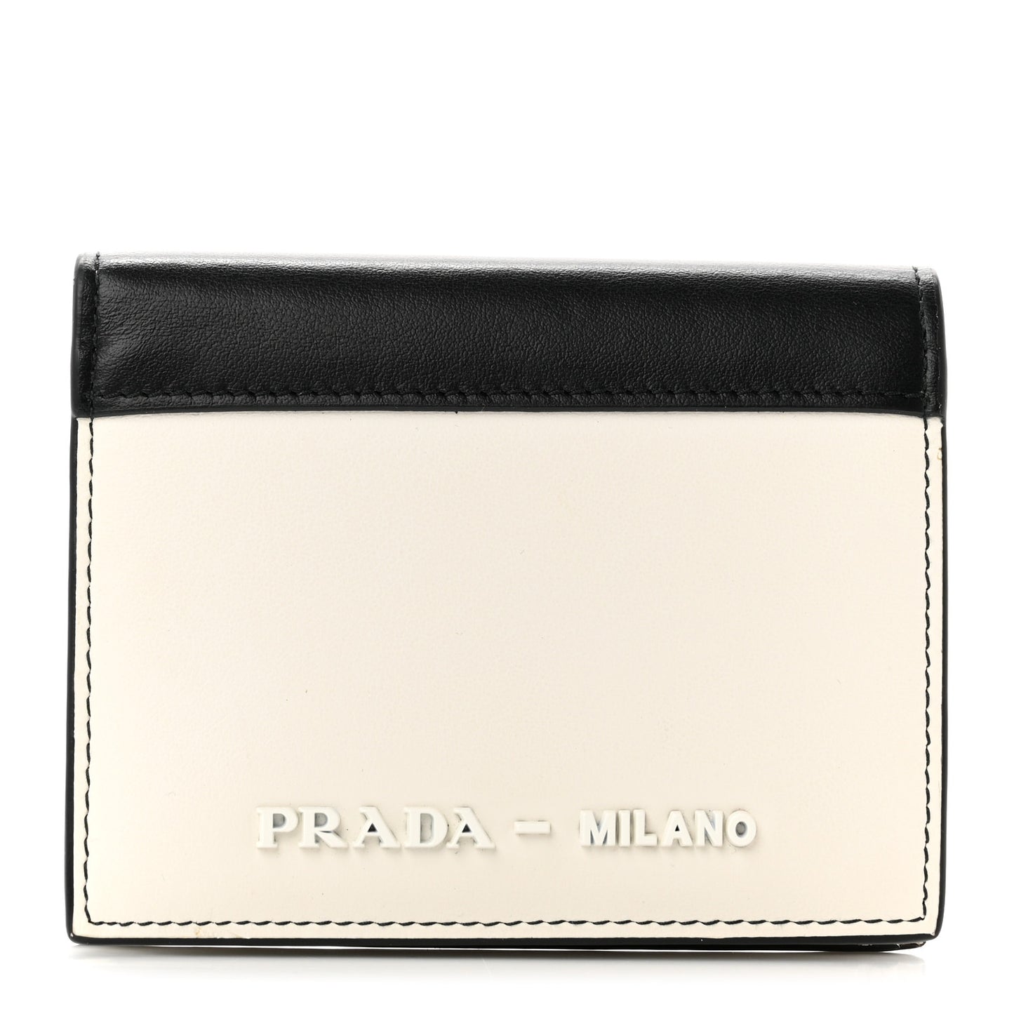 City Calfskin Bi-Fold Wallet White Black