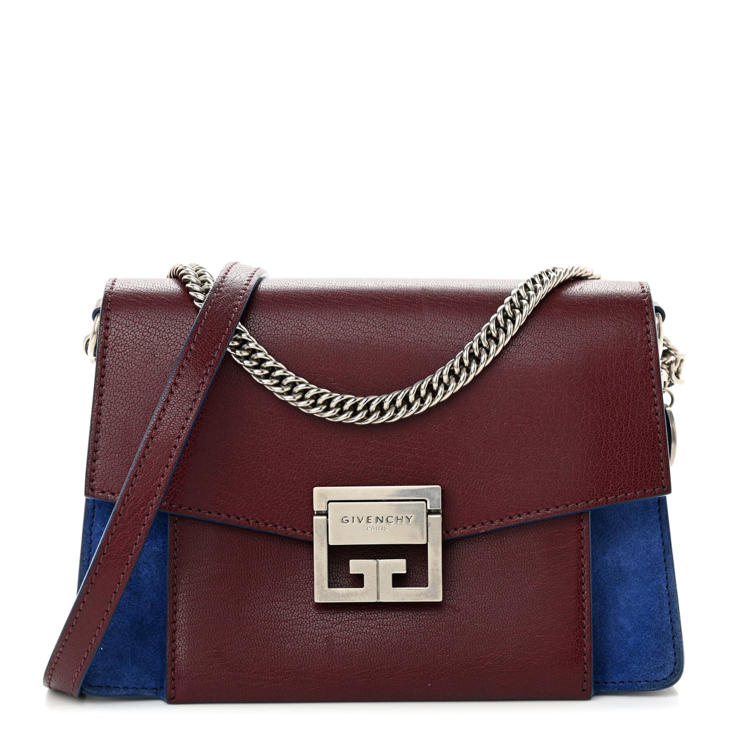 Goatskin Suede Small GV3 Shoulder Bag Aubergine Blue