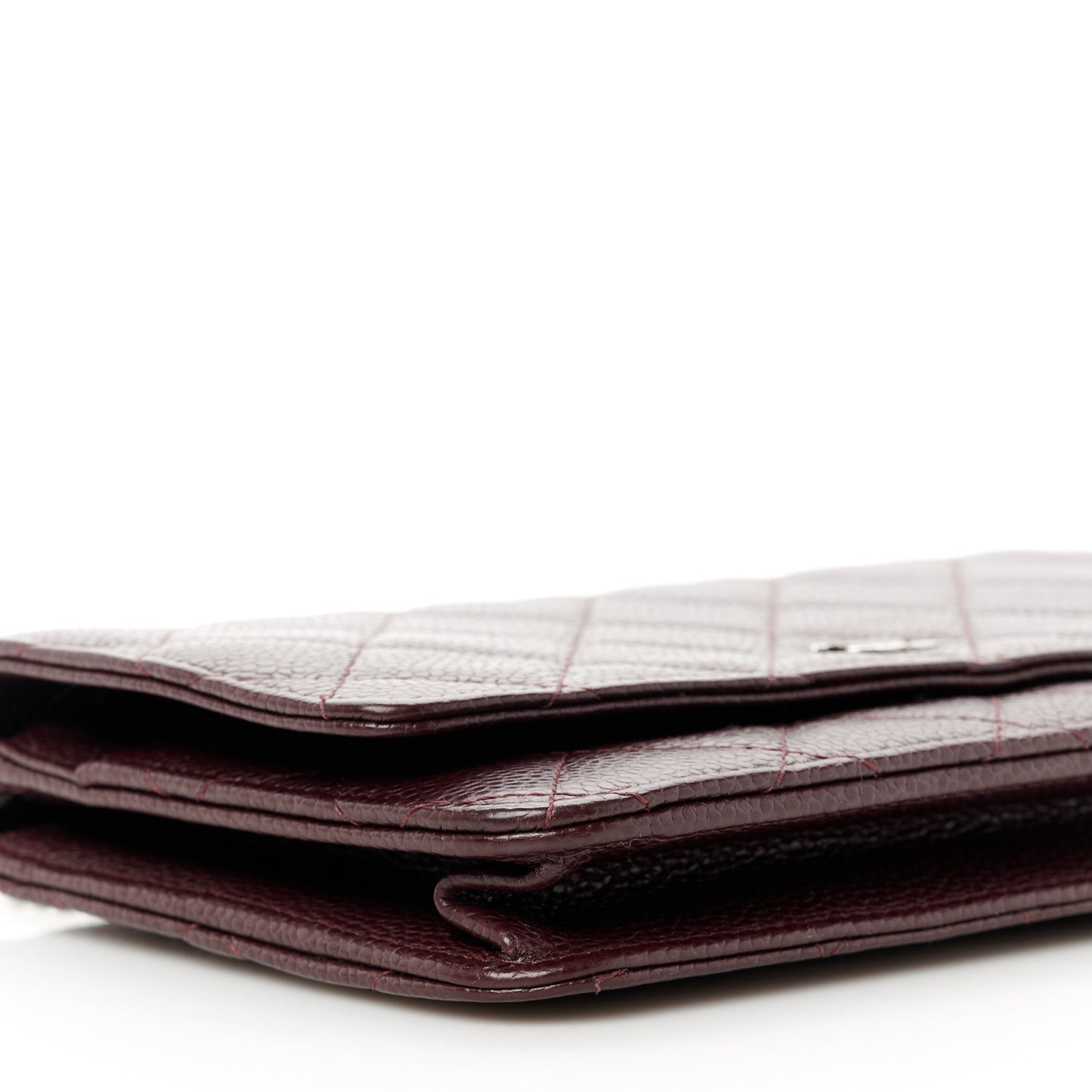 Caviar Quilted Wallet On Chain WOC Burgundy