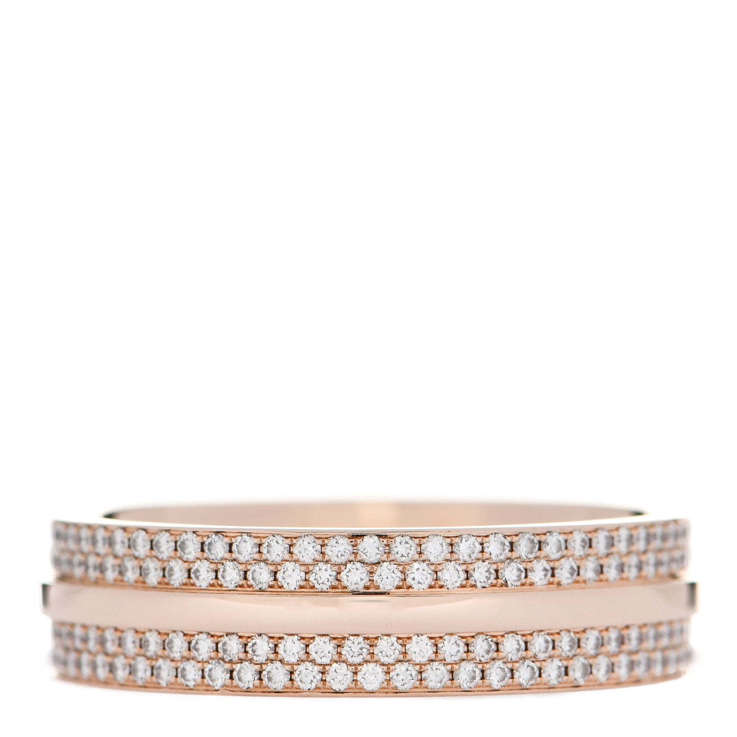 18K Rose Gold Diamond Wide T Two Pave Ring 62 10