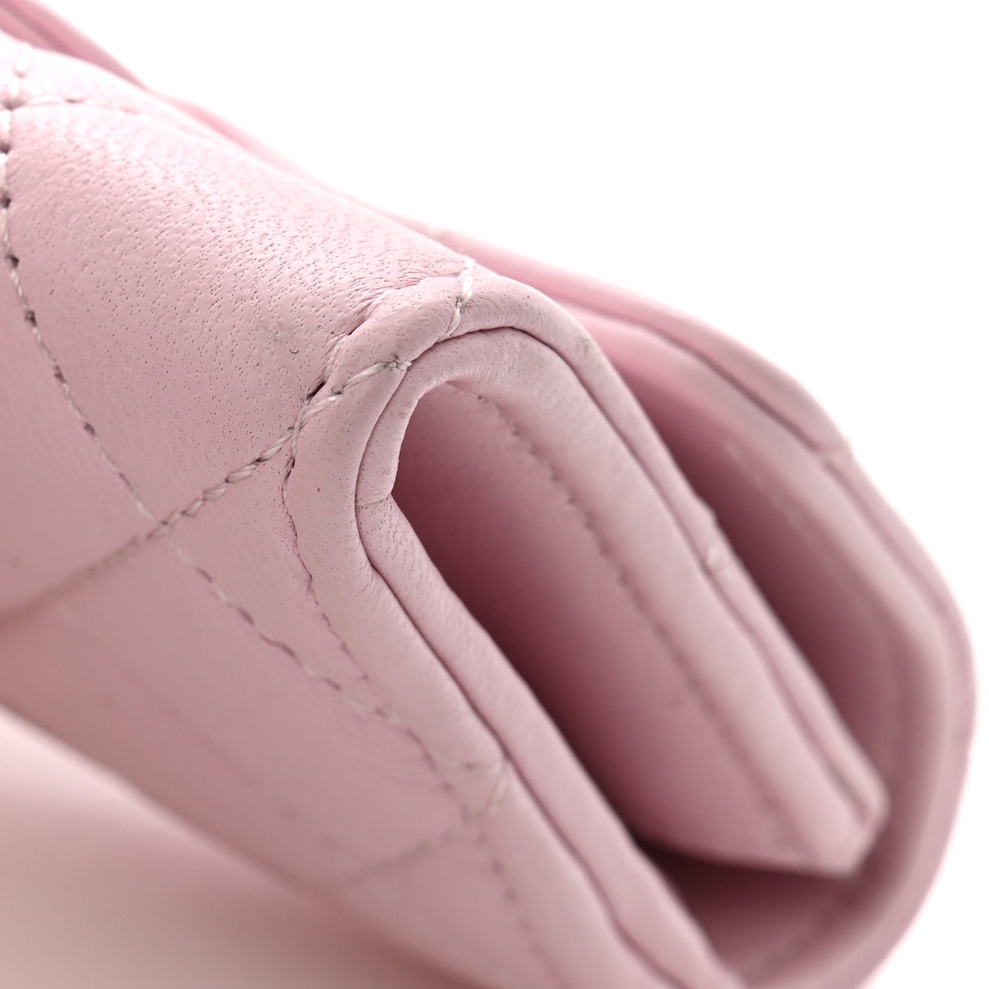Lambskin Quilted Flap Card Holder Wallet Light Pink