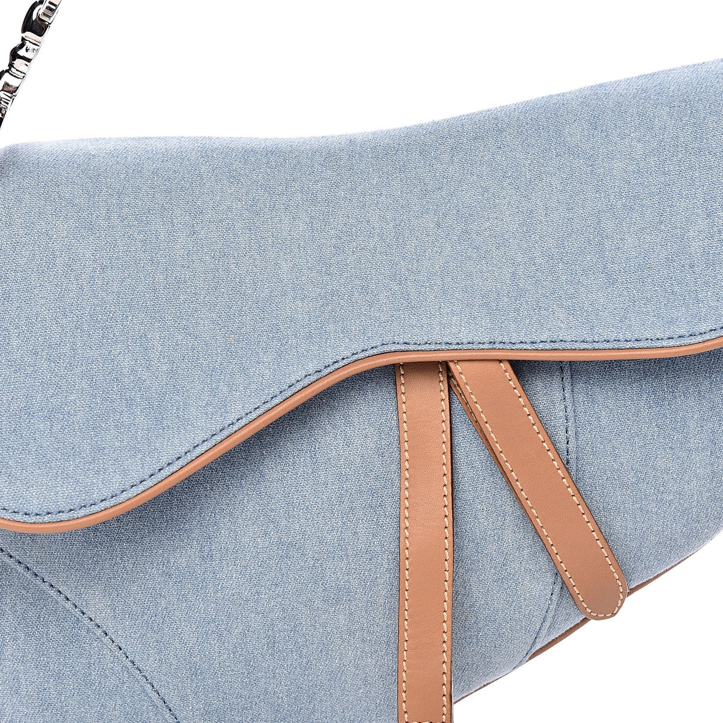 Denim Calfskin Saddle Bag Light Blue