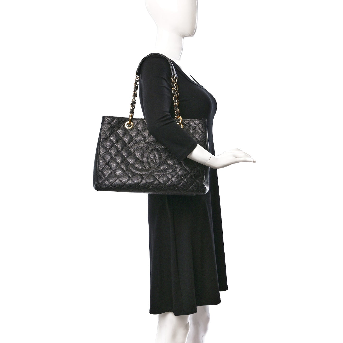 Caviar Quilted Grand Shopping Tote GST Black