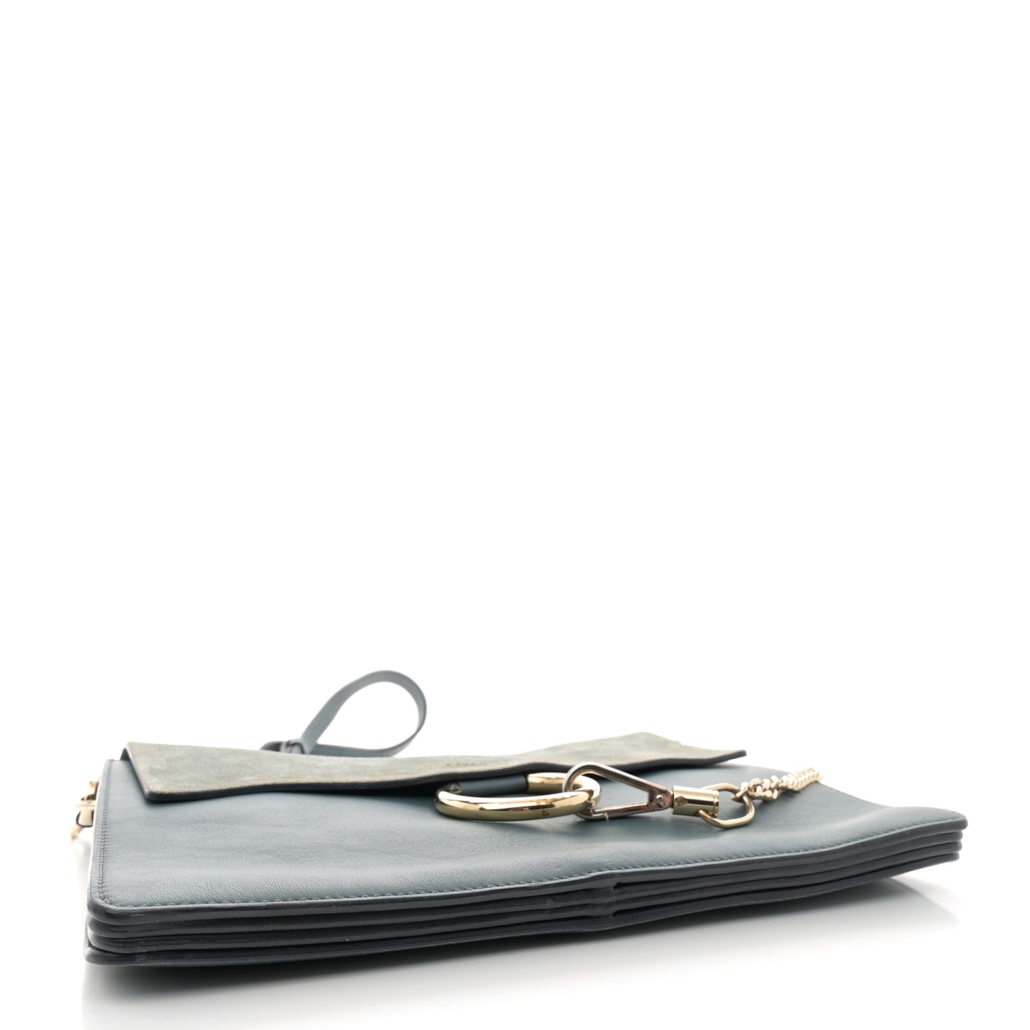 Calfskin Suede Medium Faye Shoulder Bag Ash Blue