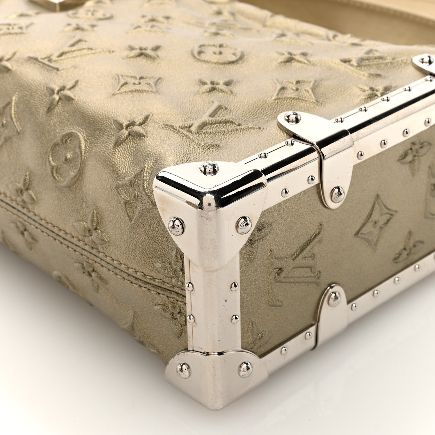 Louis Vuitton Calfskin Debossed Monogram Side Trunk Light Gold 9 of 9