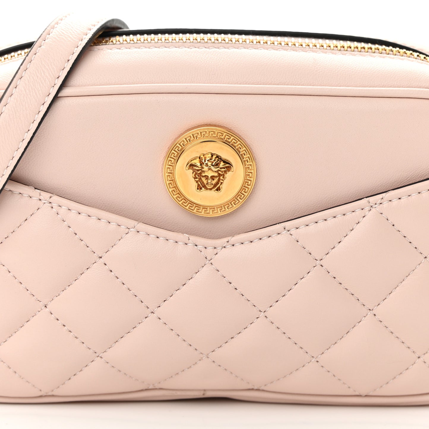 Nappa Quilted La Medusa Camera Bag Light Pink