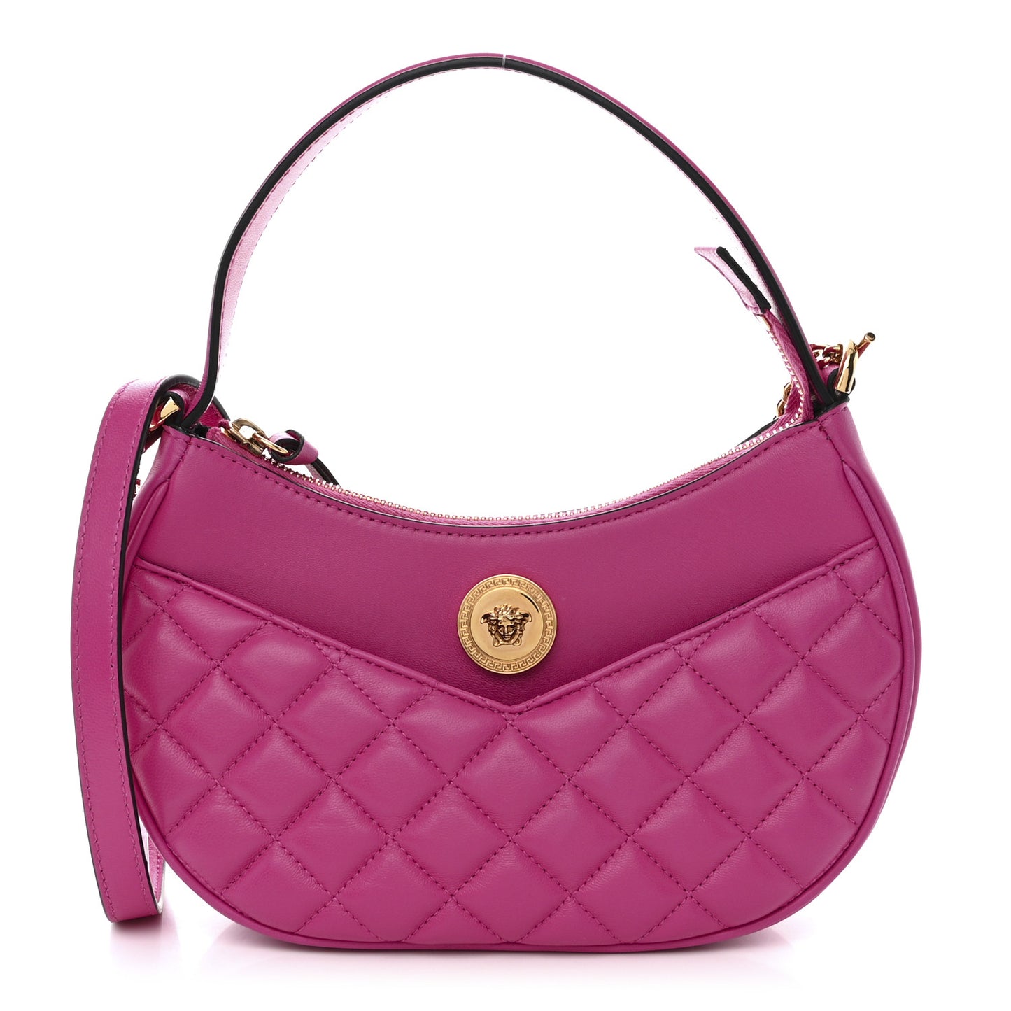 Nappa Quilted Medusa Shoulder Bag Fuchsia