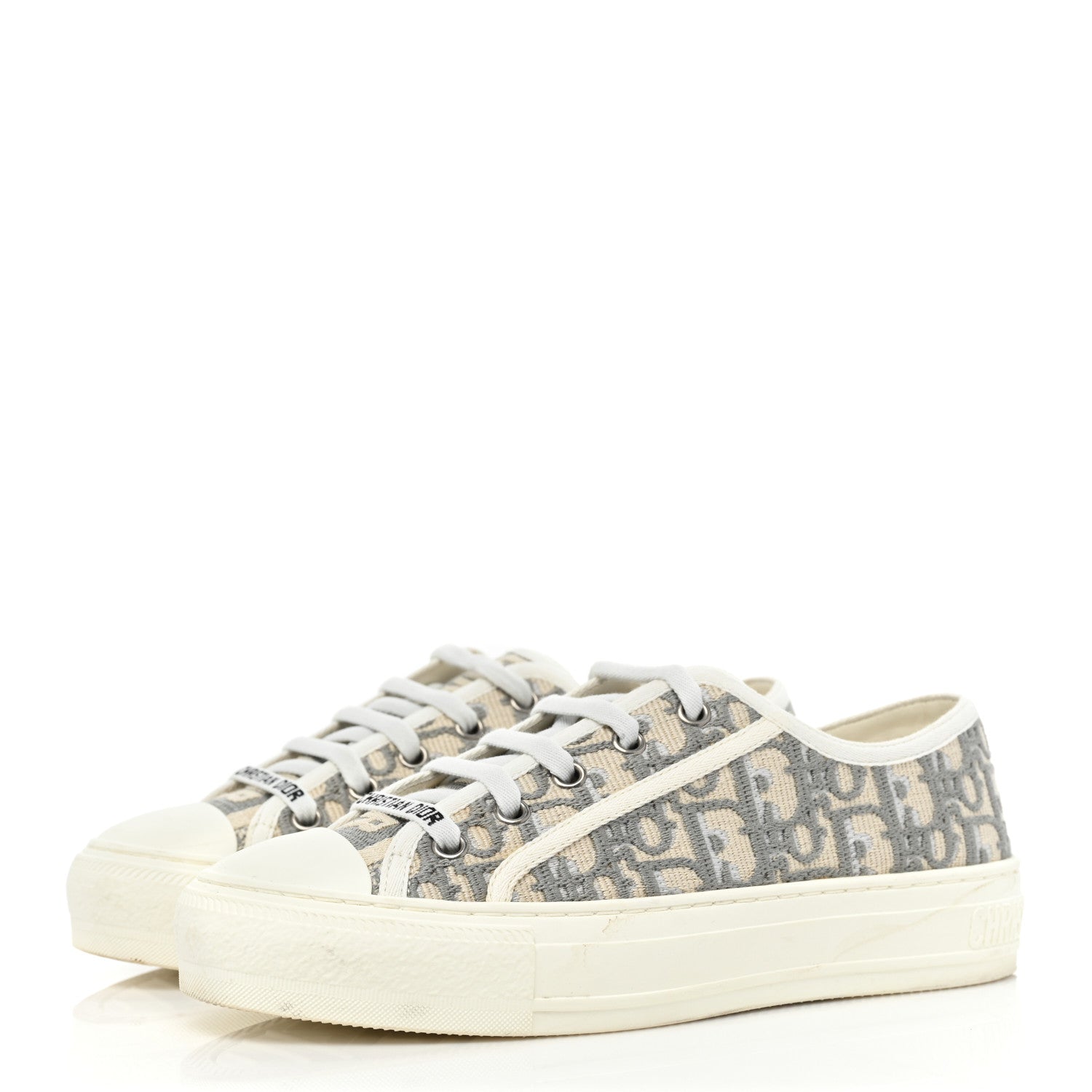 Christian Dior Canvas Oblique Walk'N'Dior Low Top Sneakers 36.5 Grey Stone 3 of 12