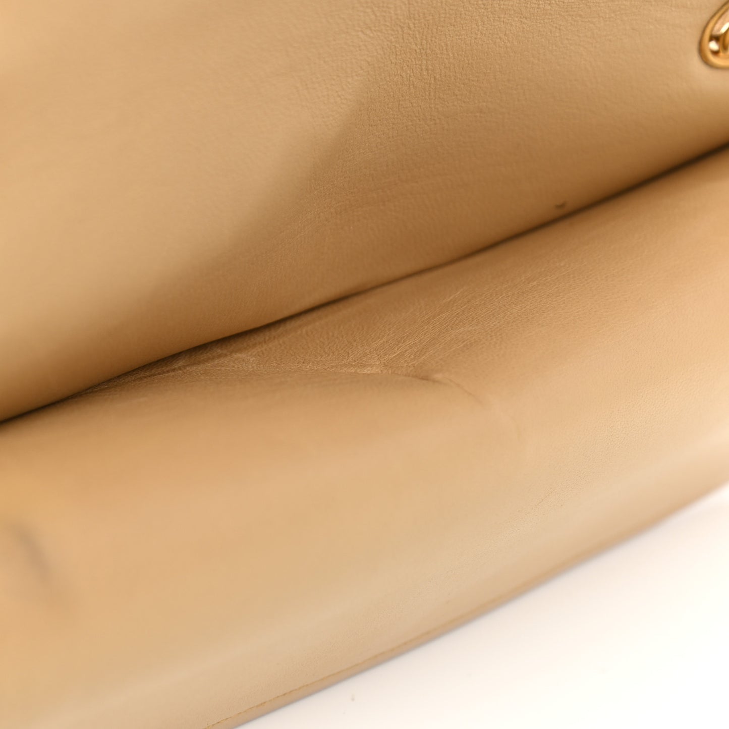 Lambskin Quilted Medium Double Flap Beige