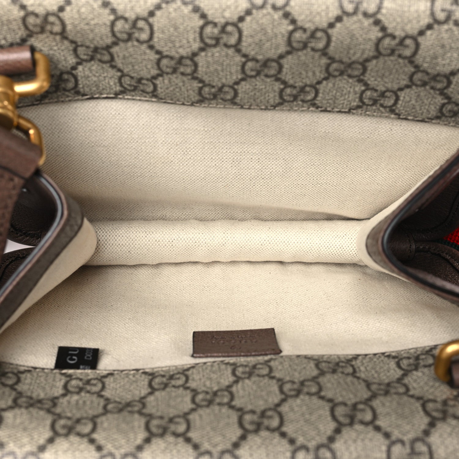 Gucci GG Supreme Monogram Web Small Neo Vintage Double Flap Messenger Bag Beige New Acero 5 of 9