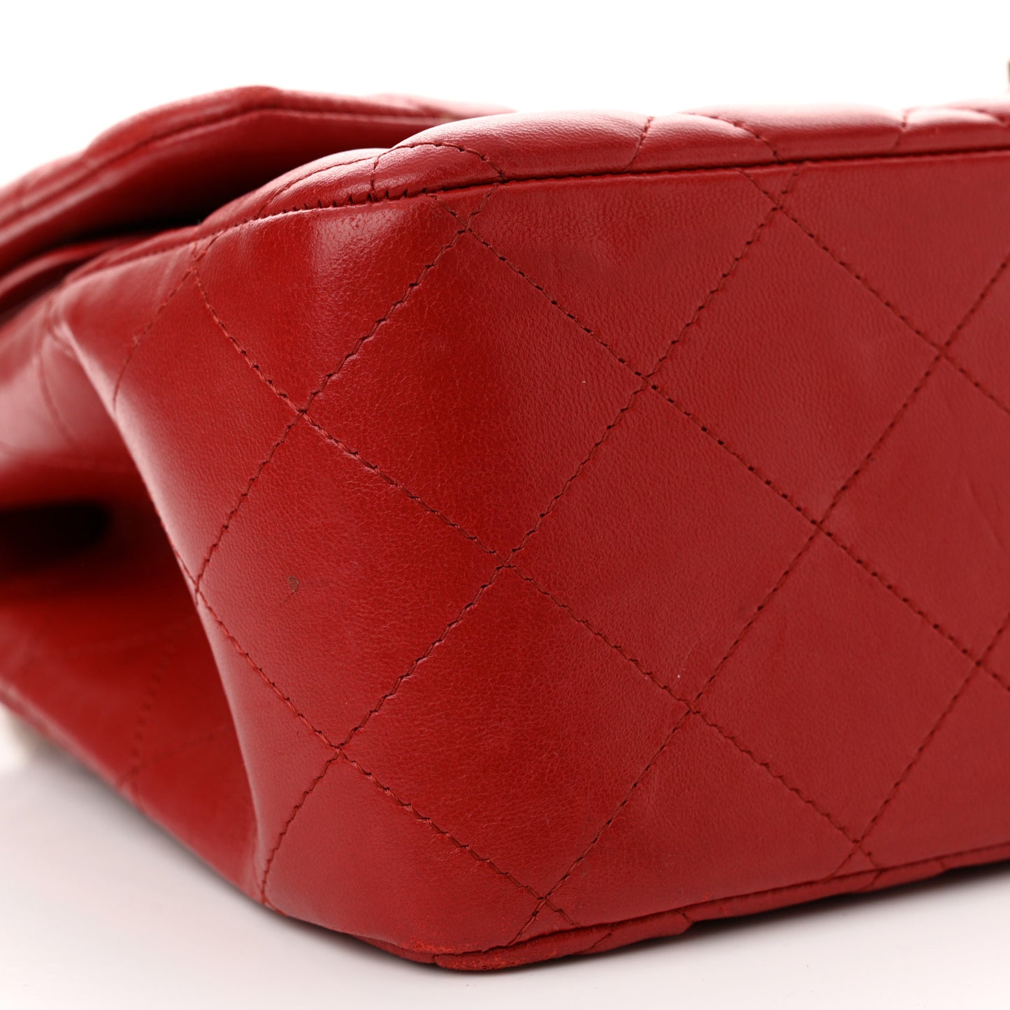 Lambskin Quilted Jumbo Double Flap Red