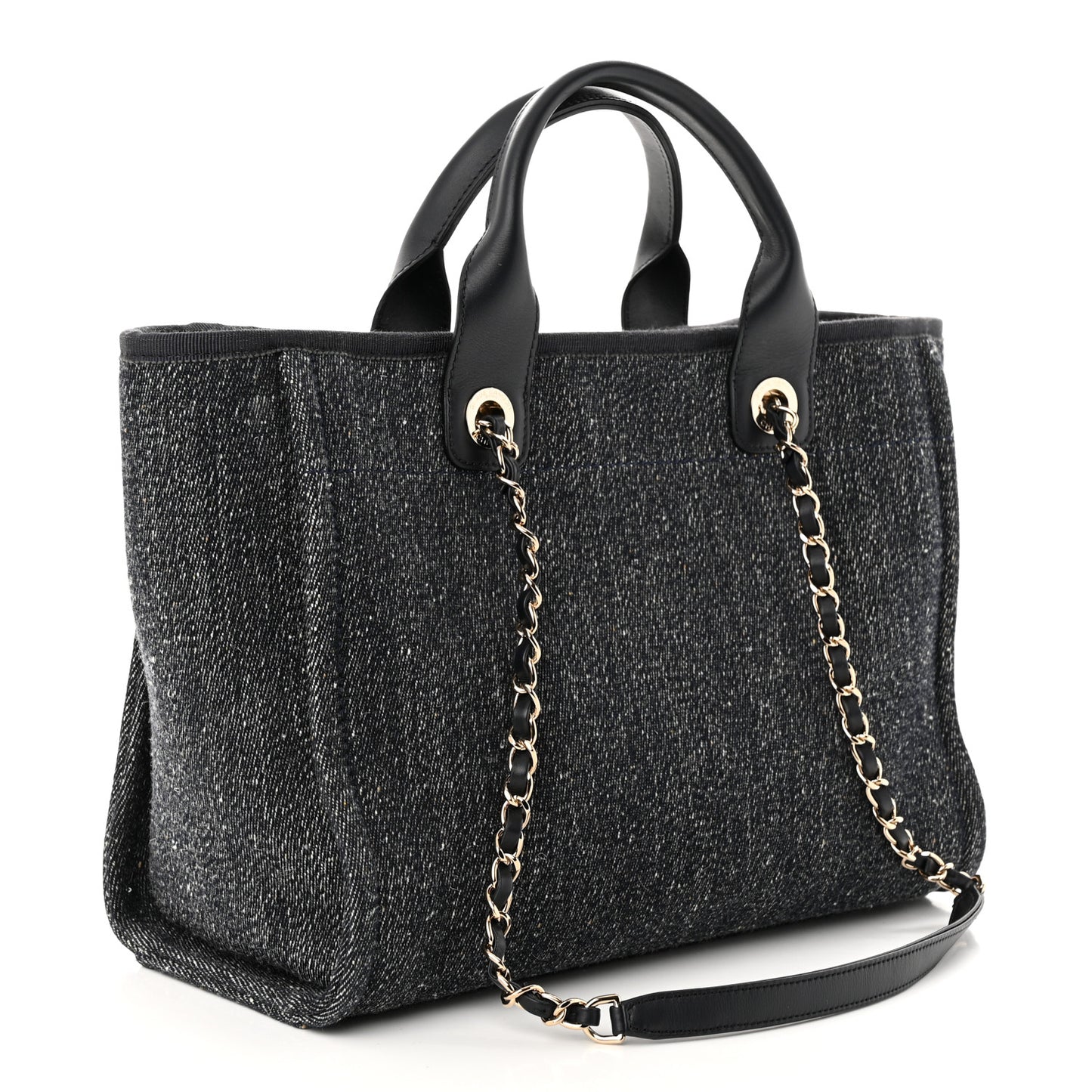 Denim Small Deauville Tote Dark Blue White