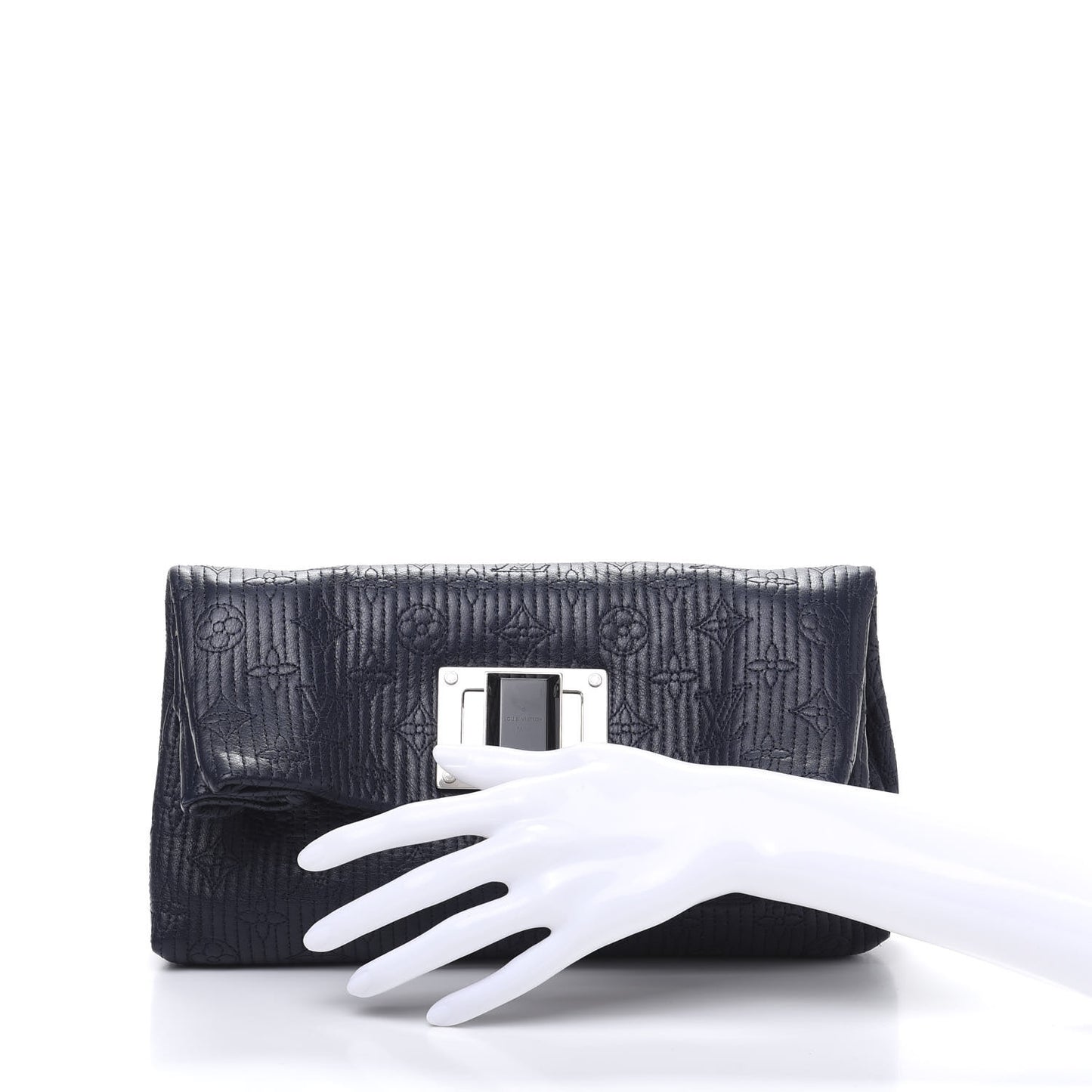 Calfskin Quilted Monogram Altair Clutch Navy