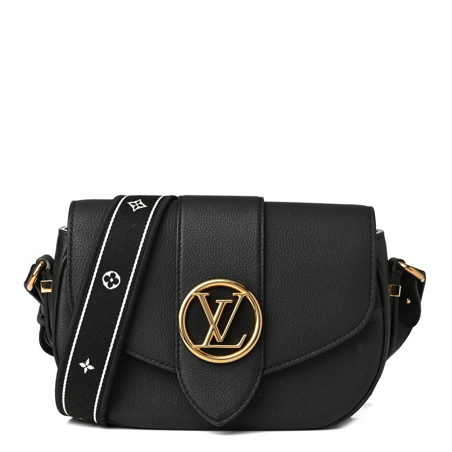 Louis Vuitton Grained Calfskin LV Pont 9 Soft MM Black 1257939