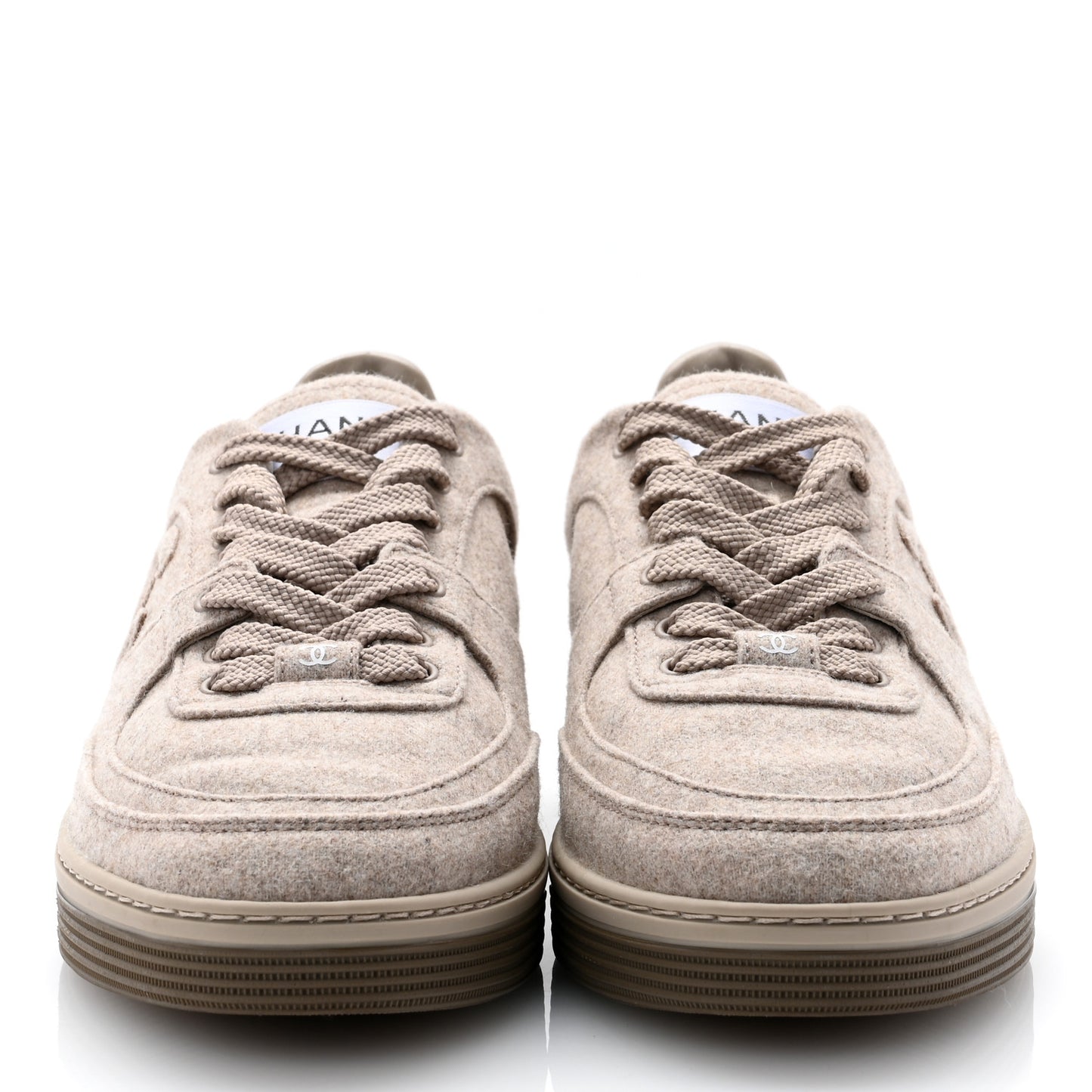 Wool Mixed Fibers Womens CC Sneakers 37.5 Beige
