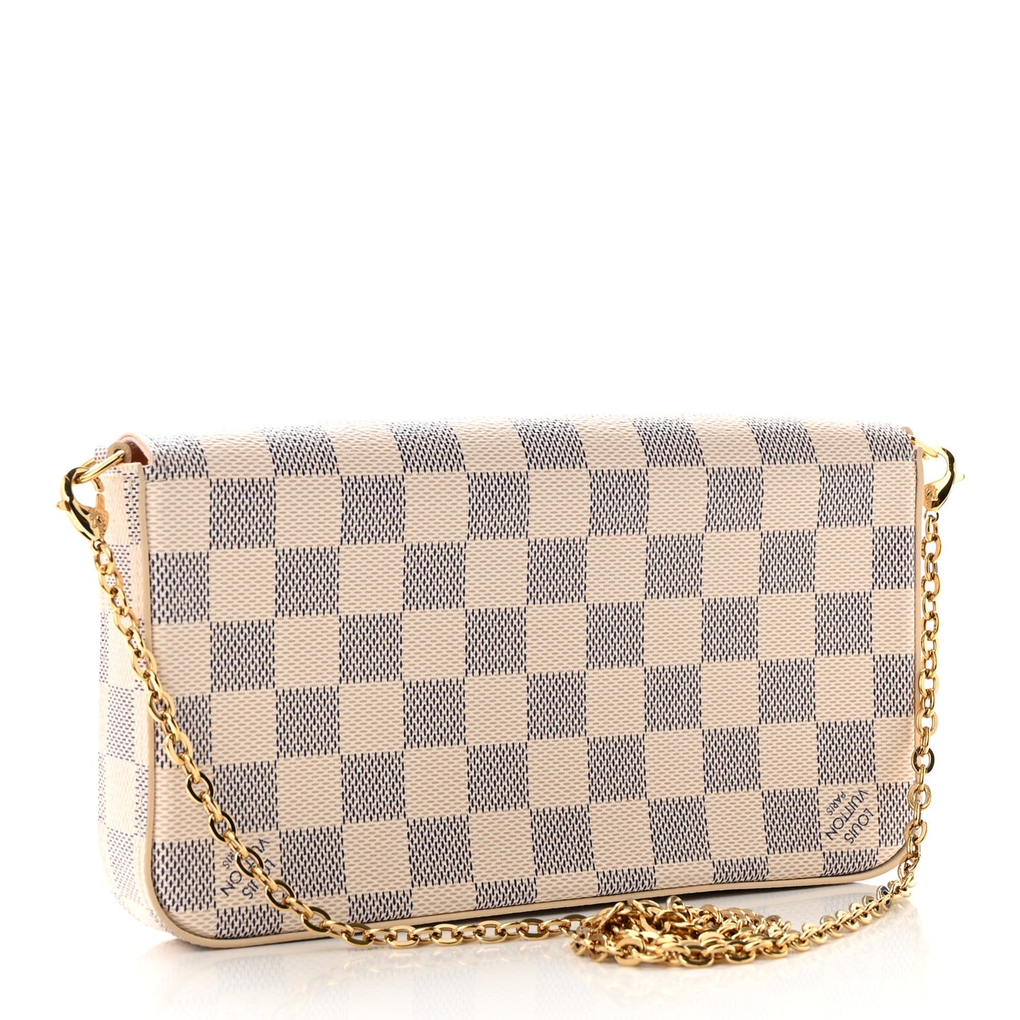 Damier Azur Pochette Felicie Chain Wallet Rose Ballerine